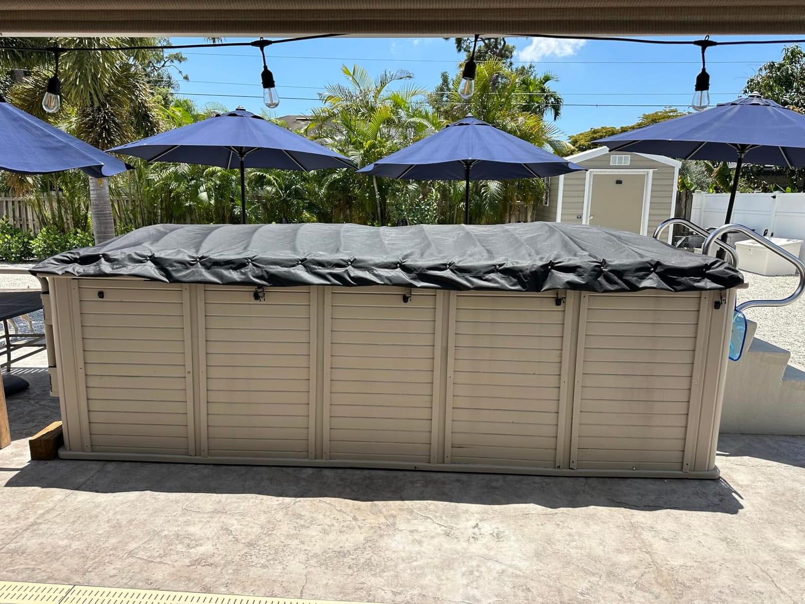 iBirdie Outdoor Waterproof Hot Tub SPA Cover 85 x 85 inch 7 x 7 ft | Black, Fit 84 x 84, 83 x 83, 600D, Heavy Duty, Weatherproof, Square, Protectors Cap customer photo 2