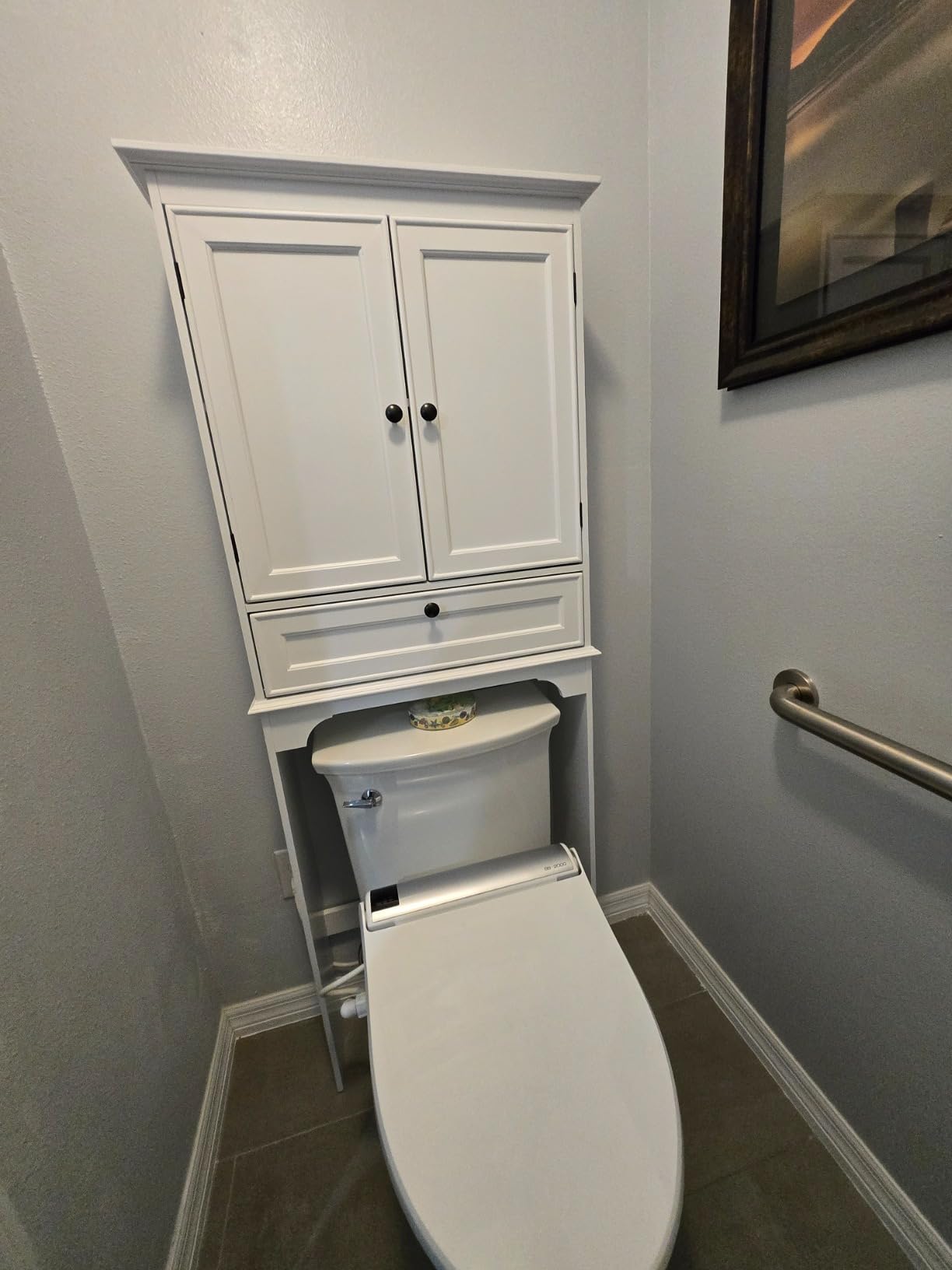 Spirich Bathroom Over the Toilet Storage Cabinet with Tilt-Out Cube, White | Space-saving Organizer for Small Bathrooms, Doors Conceal Clutter, Adjustable Shelf, Anti-Tip Device, Engineered Wood customer photo 1