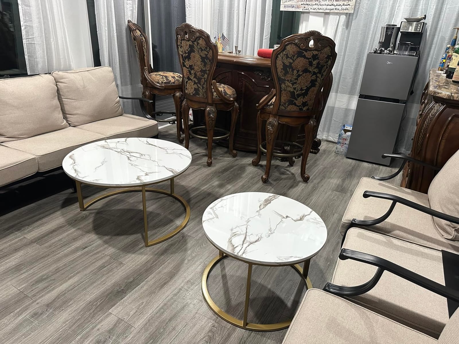 WiberWi Round Coffee Table Nesting Tables Set of 2, Large: 34.0
