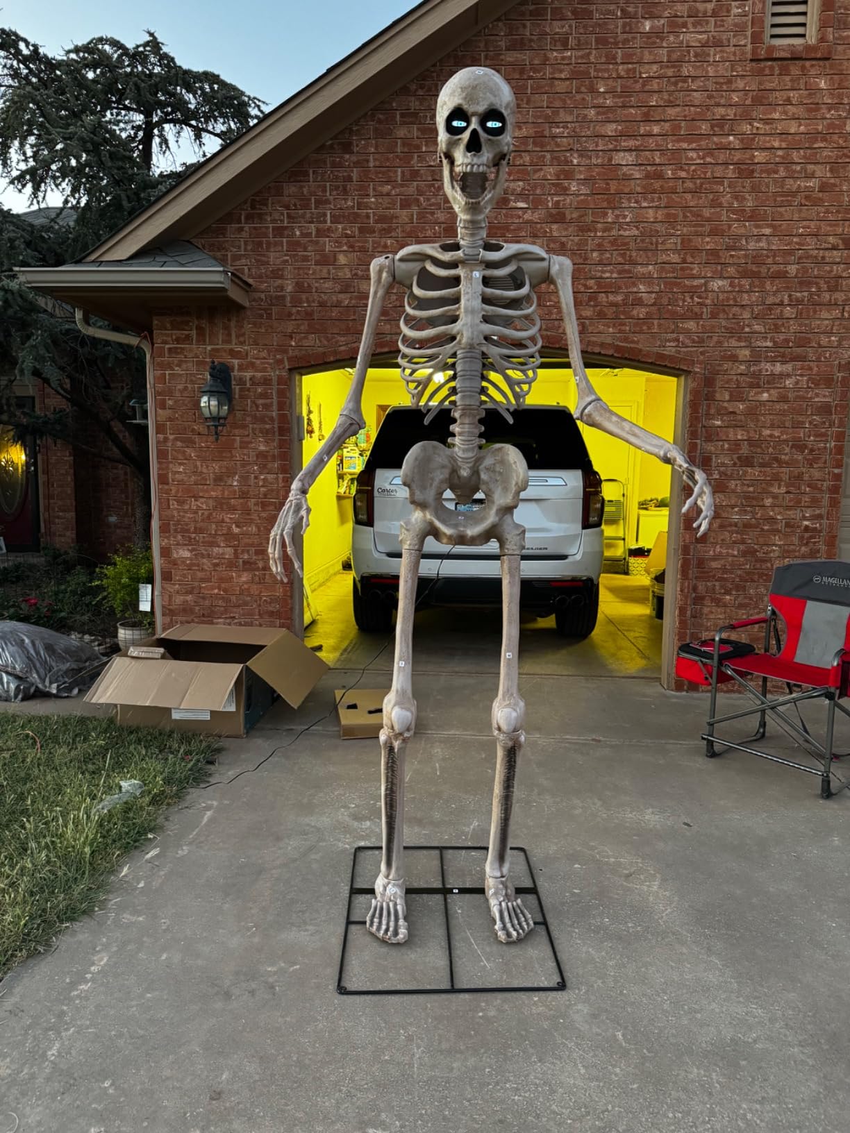 Fun Costumes 8FT Animated Skeleton Outdoor Decoration | Giant, Flashing LED Eyes, Motion Sensor, and Moving Jaw customer photo 1