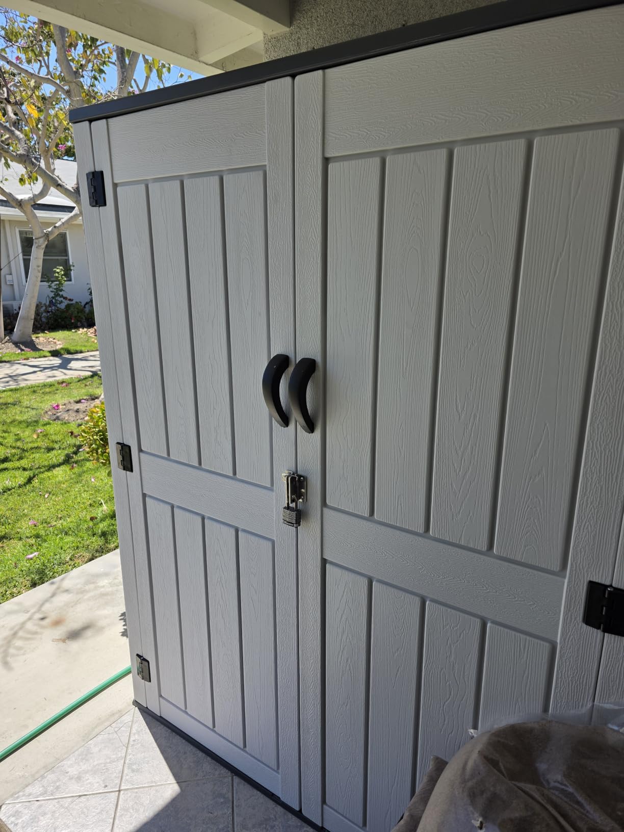 YITAHOME Outdoor Horizontal Storage Sheds w/o Shelf, Weatherproof Resin Tool Shed, Multi-Opening Door for Storage of Bike, Trash Cans, Garden Tools, 35 cu ft, Waterproof, Lockable, Dark Gray customer photo 1