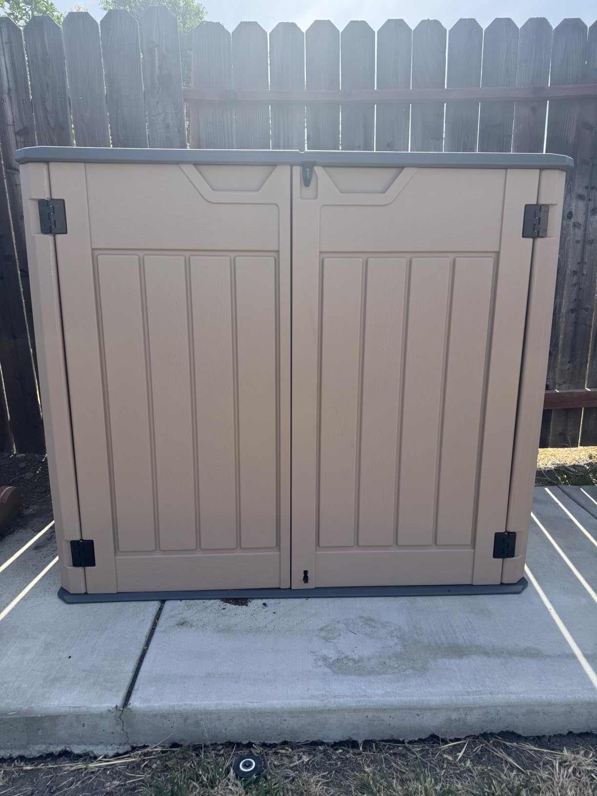 YITAHOME Outdoor Horizontal Storage Sheds w/o Shelf, Weatherproof Resin Tool Shed, Multi-Opening Door for Storage of Bike, Trash Cans, Garden Tools, 35 cu ft, Waterproof, Lockable, Dark Gray customer photo 2