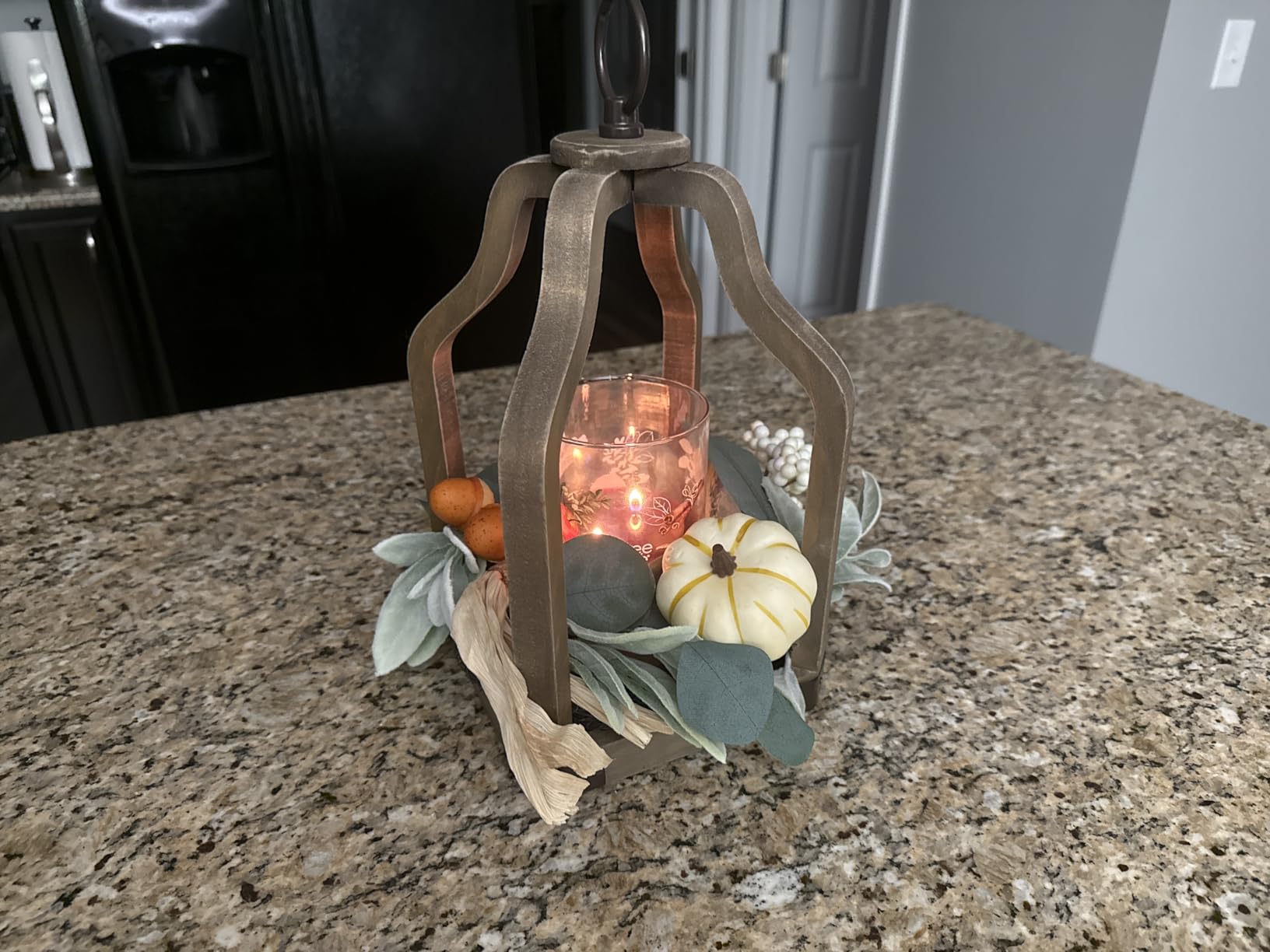 Valery Madelyn 6ft Fall Garland for Mantle with Pumpkins Lambs Ear Leaves Garland with Lights Autumn Thanksgiving Harvest Table Centerpiece Decorations for Home Porch Fireplace Decor customer photo 2