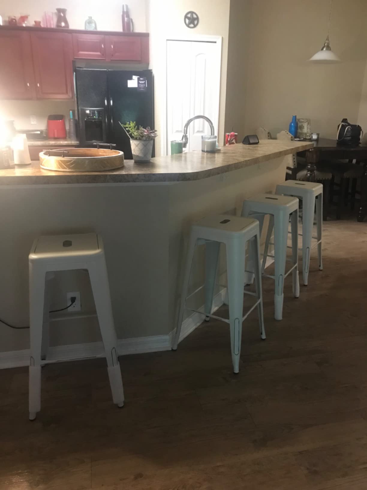 Furmax 30 Inch Metal Bar Stools Set of 4, Counter Height Stools, Industrial Bar Chairs Patio Stool Stackable Stool for Kitchen/Dining Room/Indoor Outdoor(Dark Black, 30'' Backless) customer photo 2