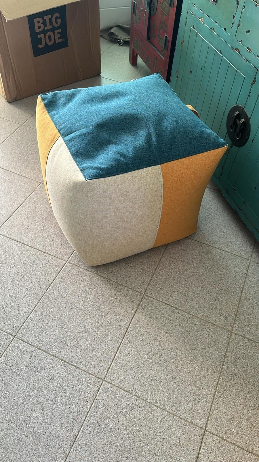 Big Joe Square Ottoman Weatherproof Bean Bag Footrest, Natural Basket Weave, Breathable Weather Resistant Fabric, 2 feet customer photo 1