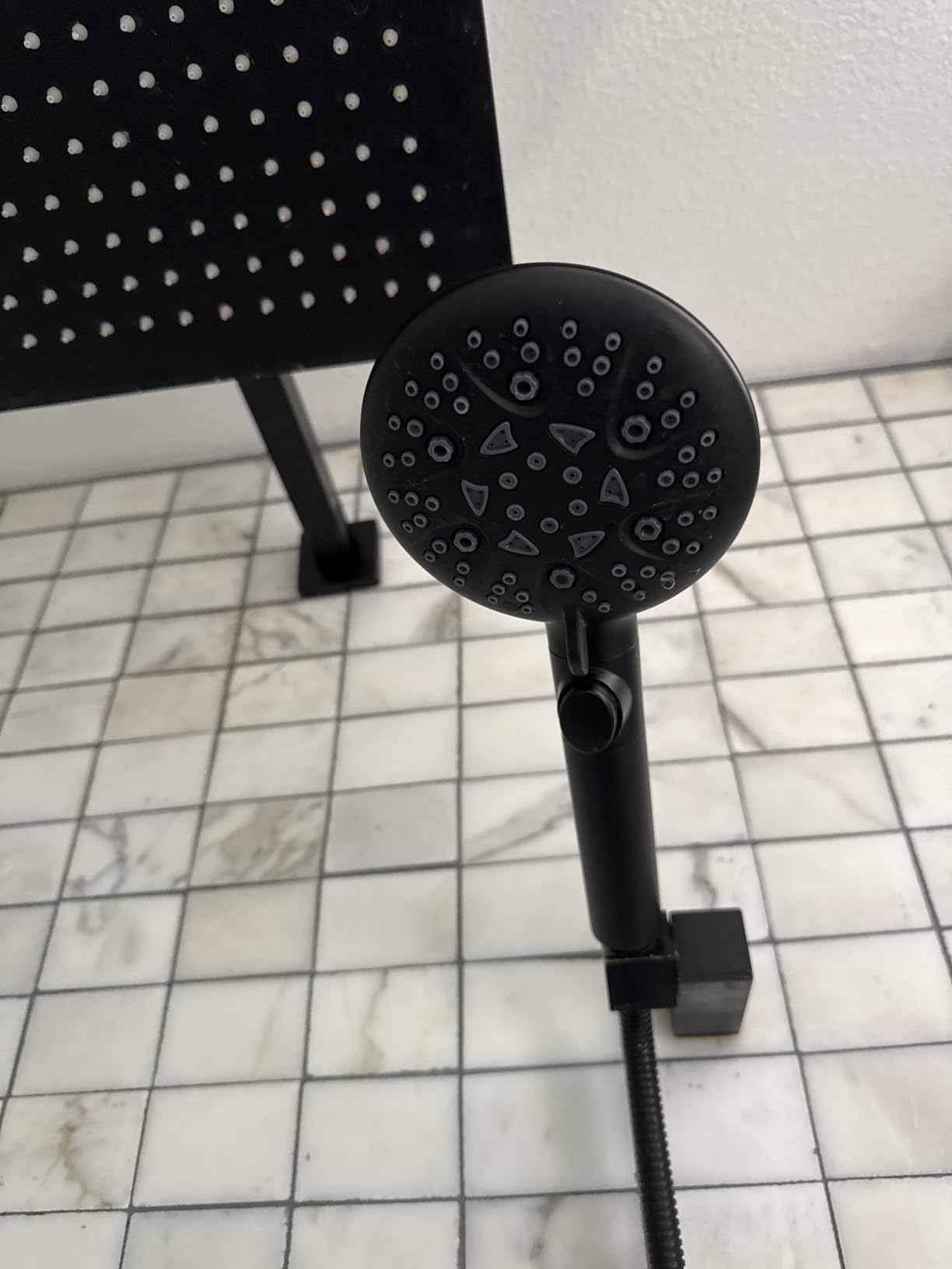 GwernKB Handheld Shower Head with On Off Switch 8-Mode High Pressure Showerhead with 79 Inches Extra-long Stainless Steel Hose and Bracket PLUS Extra Low-Reach Adhesive Wall Mount for Kids customer photo 1
