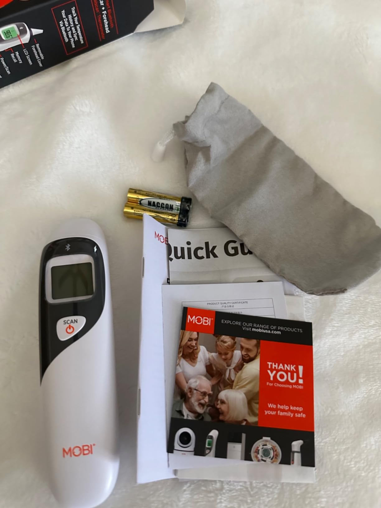 MOBI Connect Ear and Forehead Thermometer | Fever Indicating Light, Infant and Adult Mode, Smart App Integration, Batteries and Carrying Case Included customer photo 1