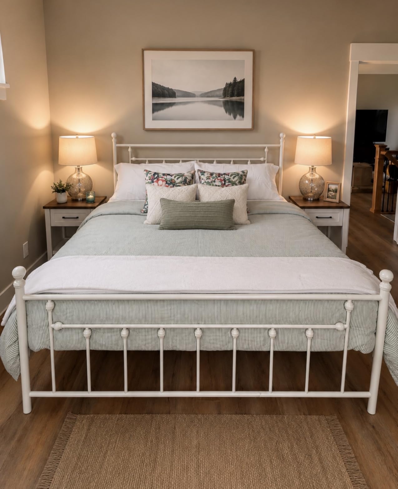 Allewie 14'' Queen Size Metal Platform Bed Frame, Vintage Headboard, Black, 50'' Tall Victorian Headboard/Footboard, Mattress Foundation, Under Bed Storage, No Box Spring Needed, Easy Assembly, Noise Free customer photo 2