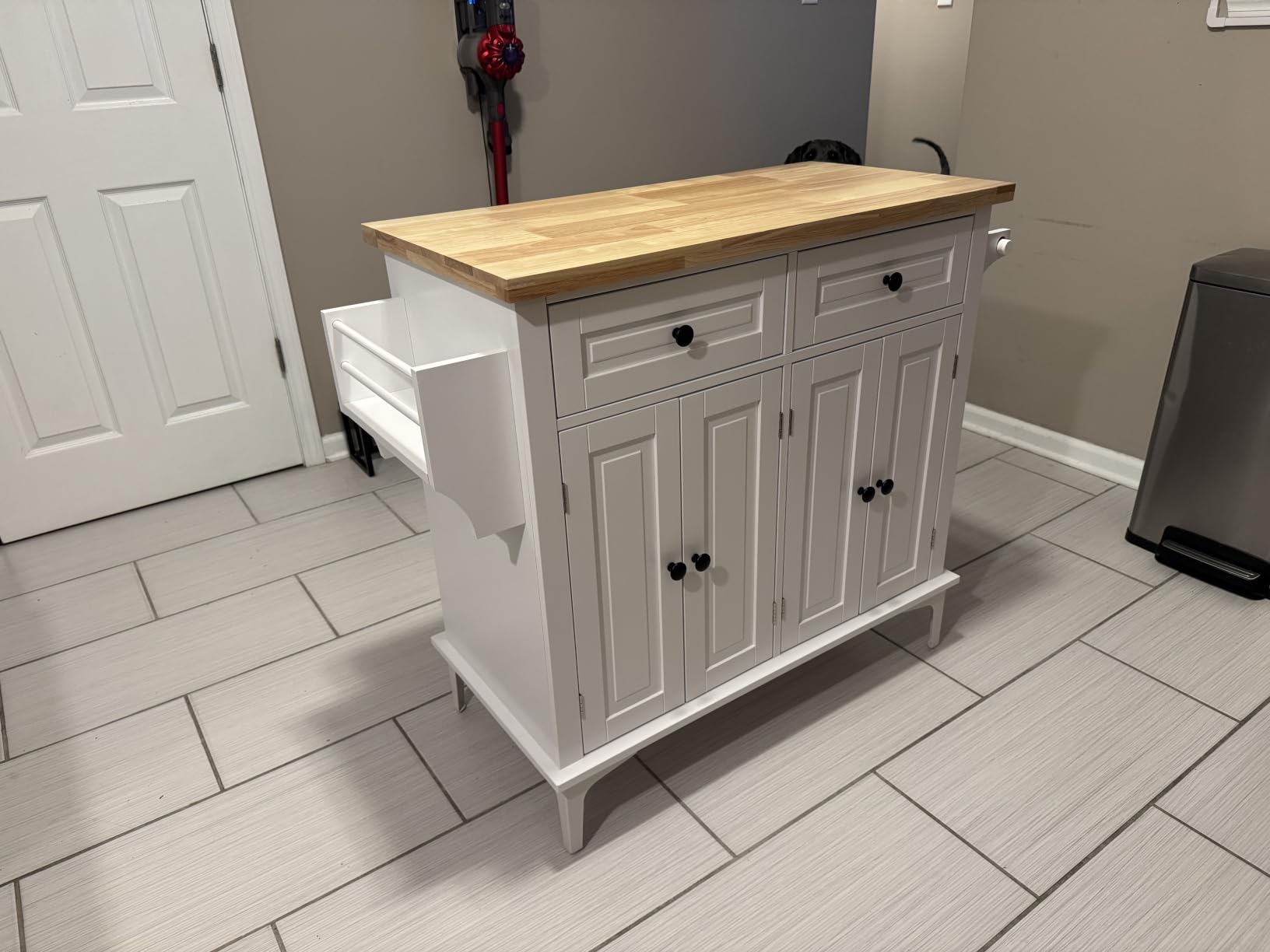 VEVOR Kitchen Island Cart with Solid Wood Top, 35.4