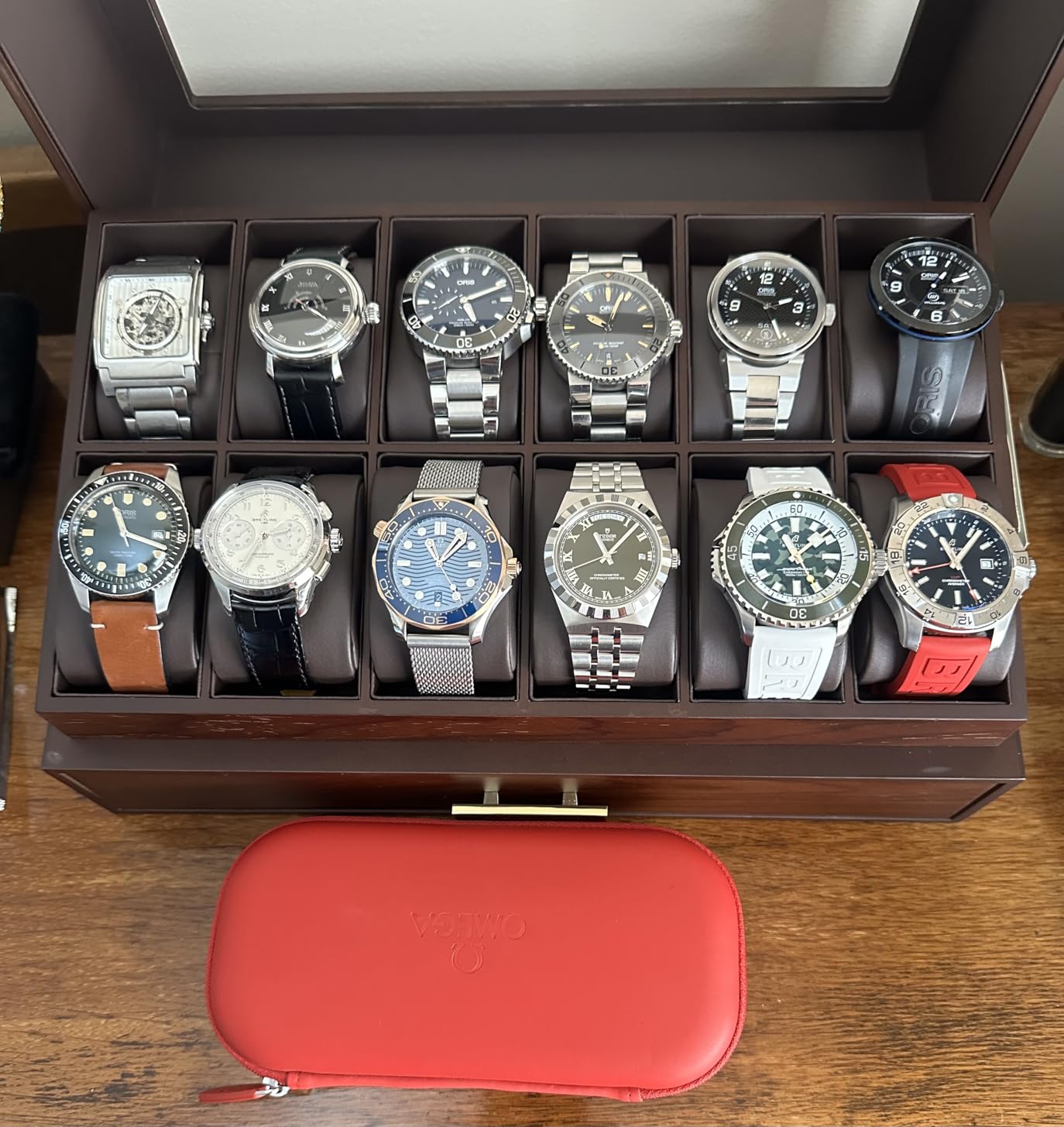 KAMIER High End Watch Box for Men, 12 Slot Wooden Watch Case With Drawer | Watch Display Box with Lid, 2-Layer Watch Holder for Jewelry and Watch Storage for Men Women, Ideal for Gift (With Gift Box) customer photo 1