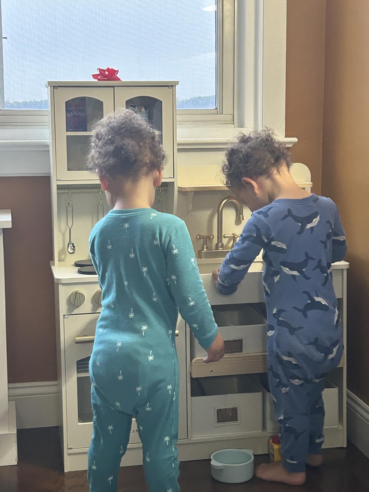 Tiny Land Wooden Play Kitchen for Kids - Enhanced Storage with Cabinets & Bins, Modern Toddler Kitchen Playset with Stove, Sink & Accessories customer photo 1