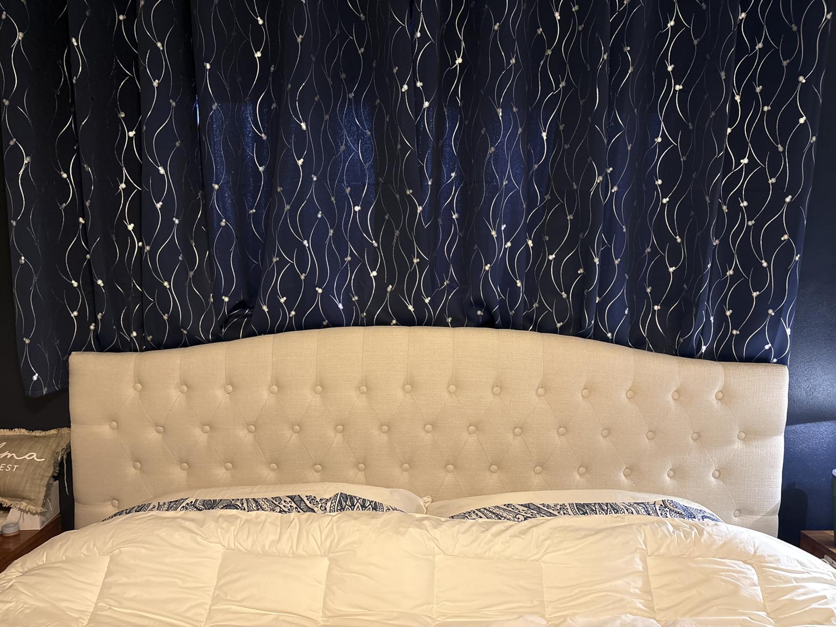 King Headboard Only, Linen Classic Tufted Design, Ivory | 2 installation options: 1.bed frame mount 2.wall mount (for adjustable bed), Classic hand-tufted headboard king size customer photo 1