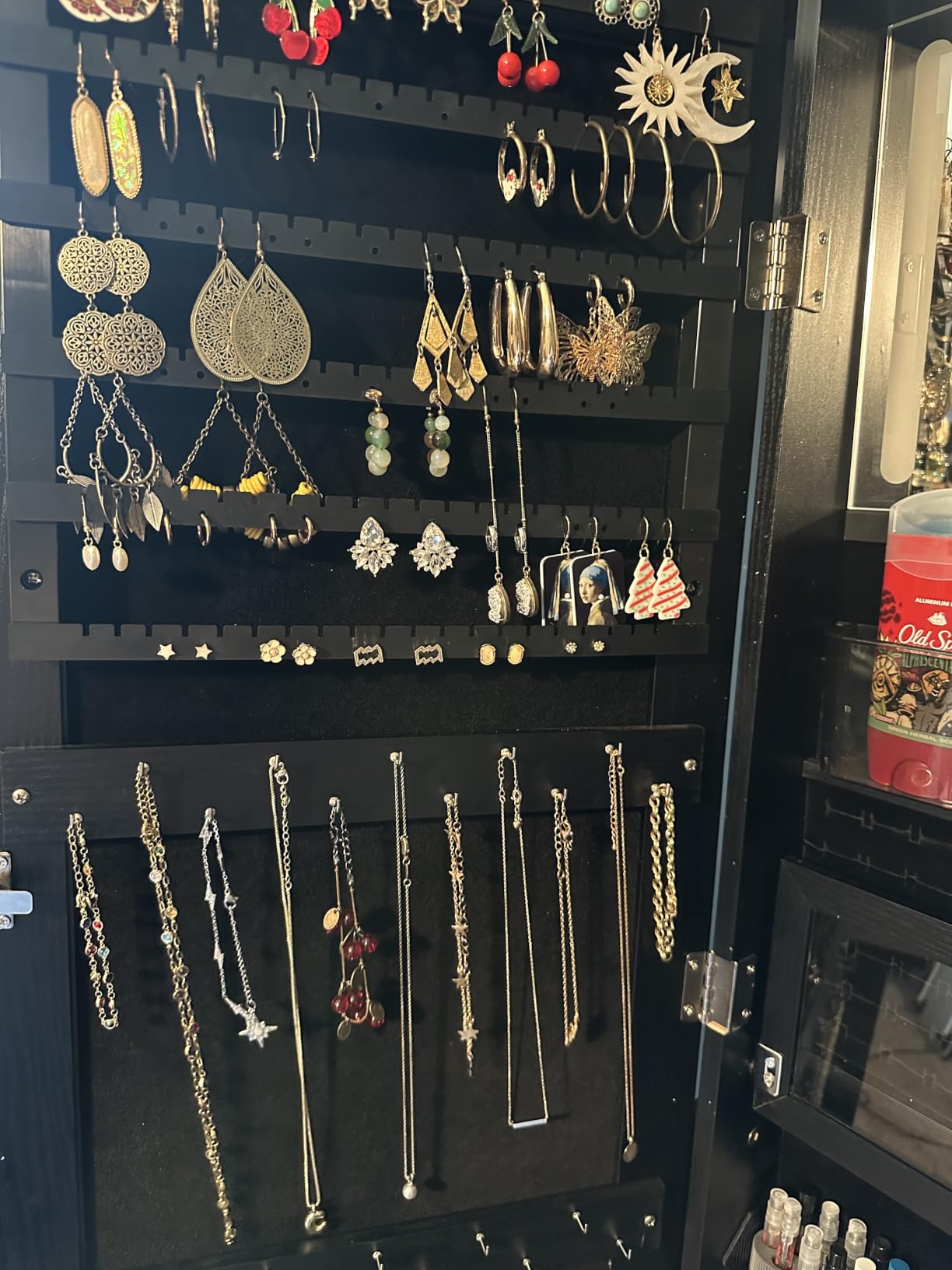 MASMIRE Rotatable Full Length Mirror Jewelry Cabinet Standing With Built-In Mirror - 63.7H Lockable Jewelry Armoire With Mirror Drawers and 3 Storage Racks Christmas Gift for Wife White customer photo 2