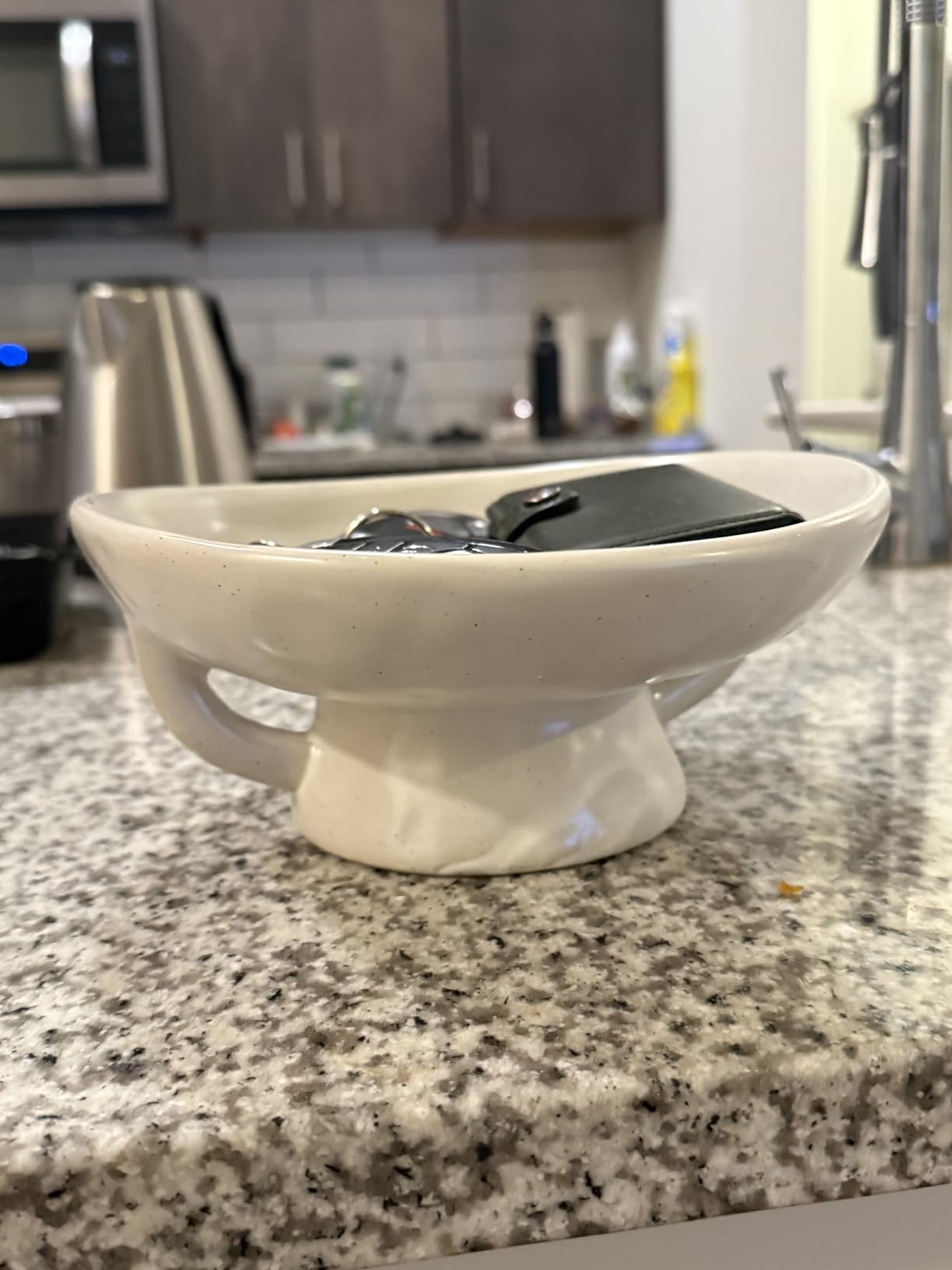Creative Co-Op Stoneware Bowl with Handle and Base, Black Reactive Glaze customer photo 2