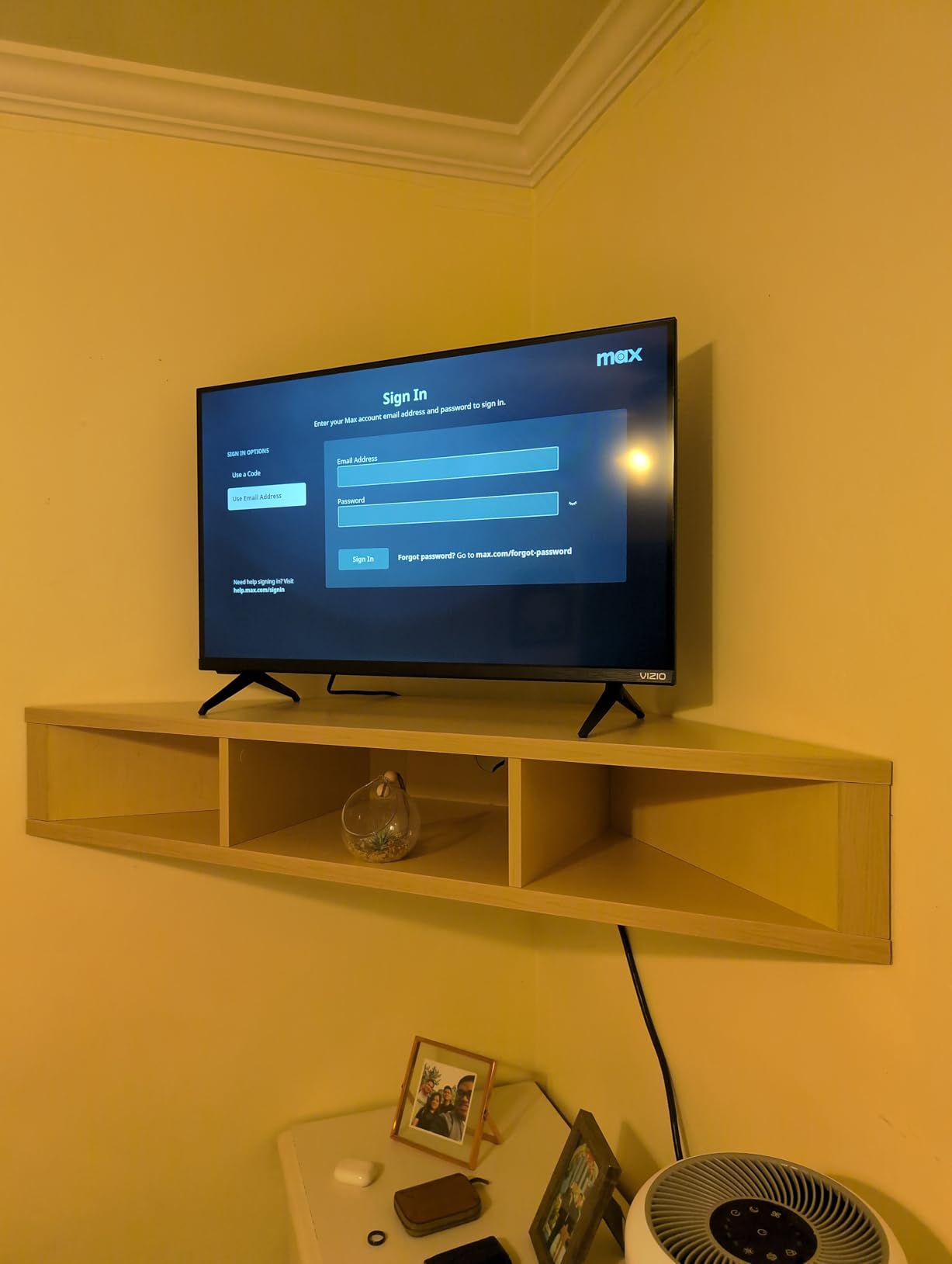 24/7 Shop at Home French 47 inch Modern Floating TV Stand with Storage, Floating Corner Shelf for Wall, Wood Entertainment Center with Shelves for Living Room, Bedroom, Family, Walnut Brown customer photo 1
