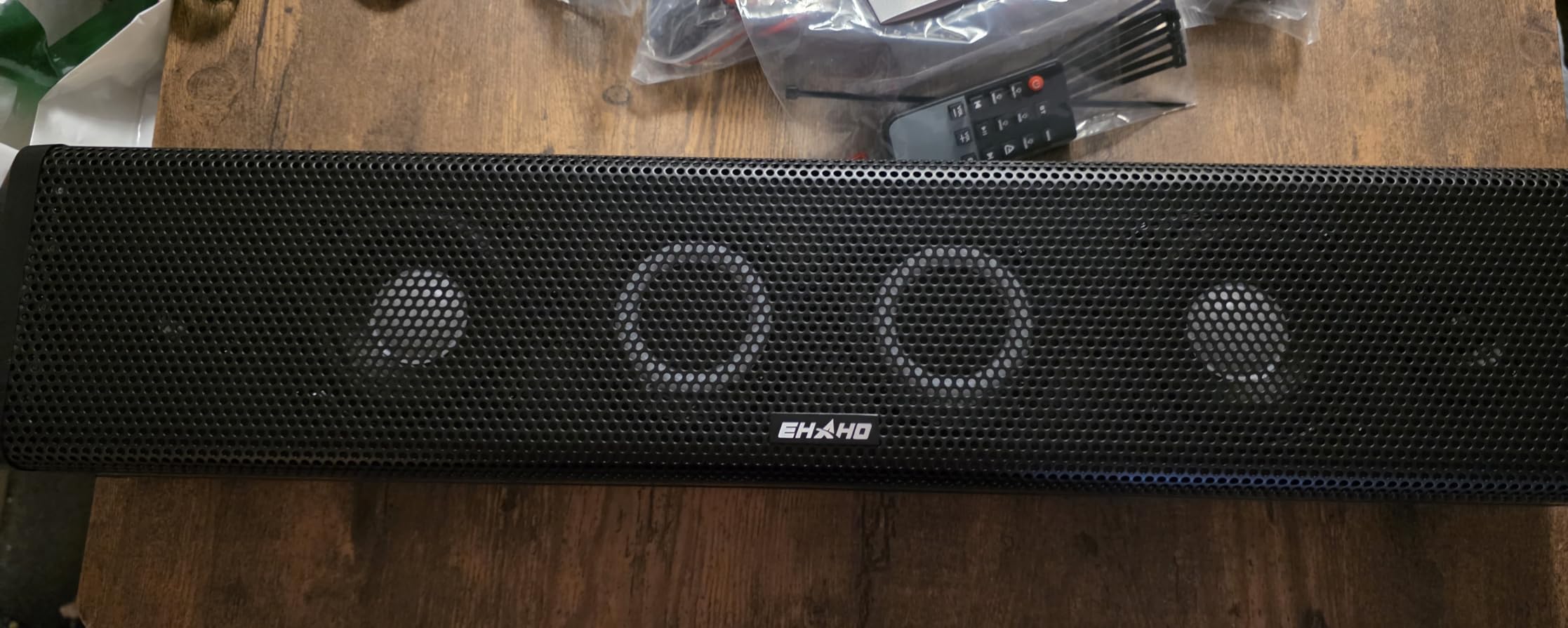 Ehaho 25 Inch 6-Speaker UTV Sound Bar with Bluetooth, RGB, IP66 Waterproof | 500W Peak Power, Music-Sync RGB, USB/AUX, IP66 Waterproof, Detachable Cable, Fits 1