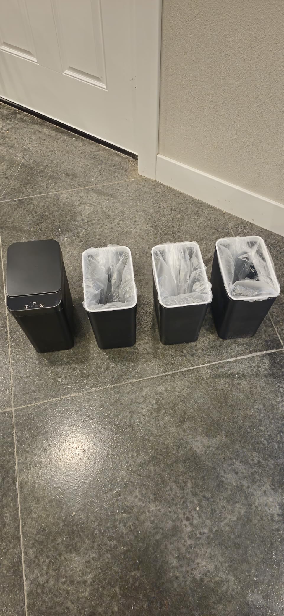 Bathroom Trash Can with Lid, KOEYLE 2 Pack 2.2 Gallon Automatic Touchless Garbage Can, Small Motion Sensor Smart Trash Can, Slim Waterproof Trash Bin for Bedroom, Bathroom, Office, Living Room (Black) customer photo 2