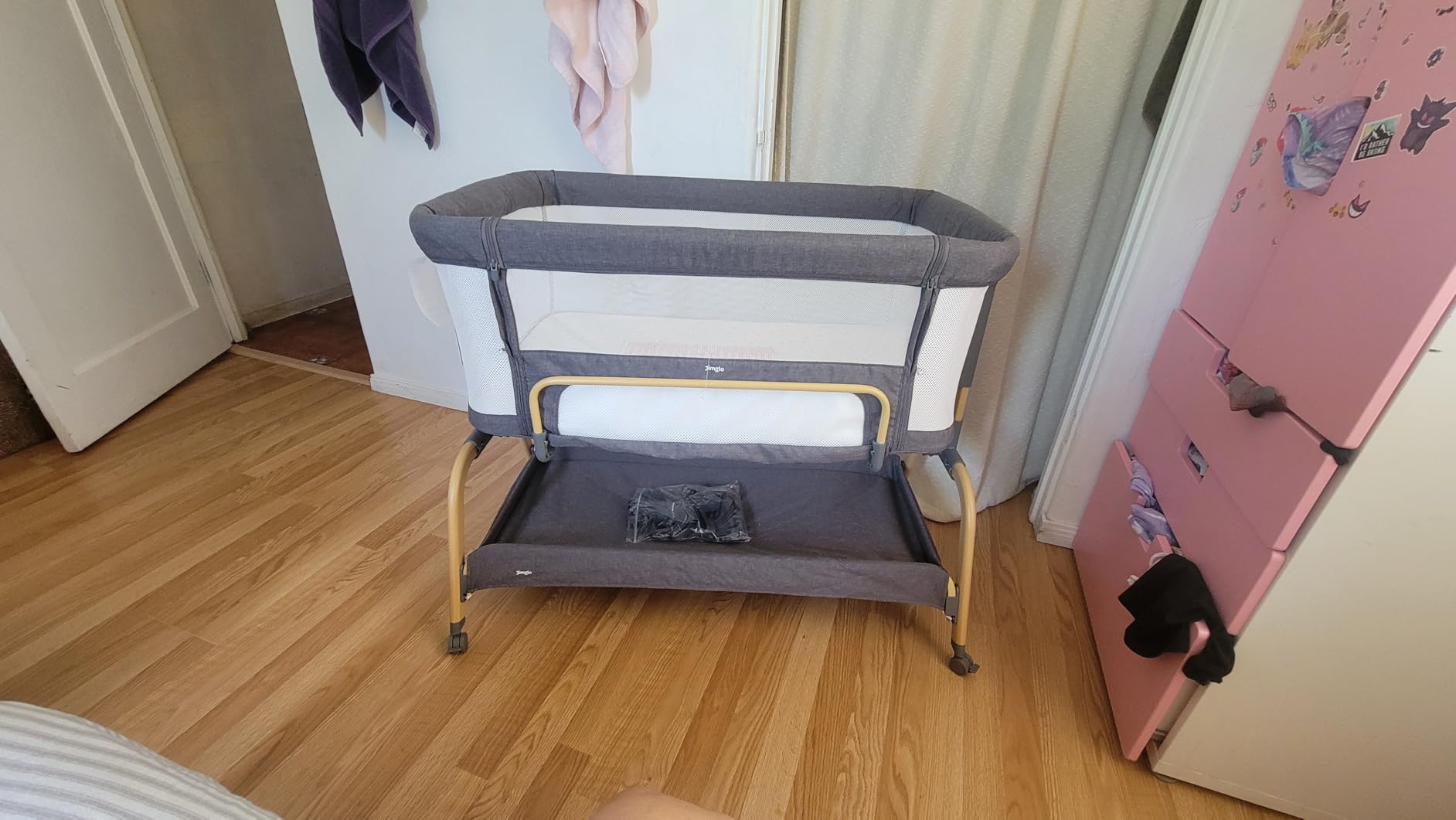 Jimglo 3-in-1 Baby Bassinet, Bedside Sleeper & Rocking Bassinet, Full Mesh | Anti-Reflux Comfort, 6 Height Adjustments, Sturdy Wide Base, with Comfy Mattress, Waterproof Sheet & Wheels for Newborns customer photo 1