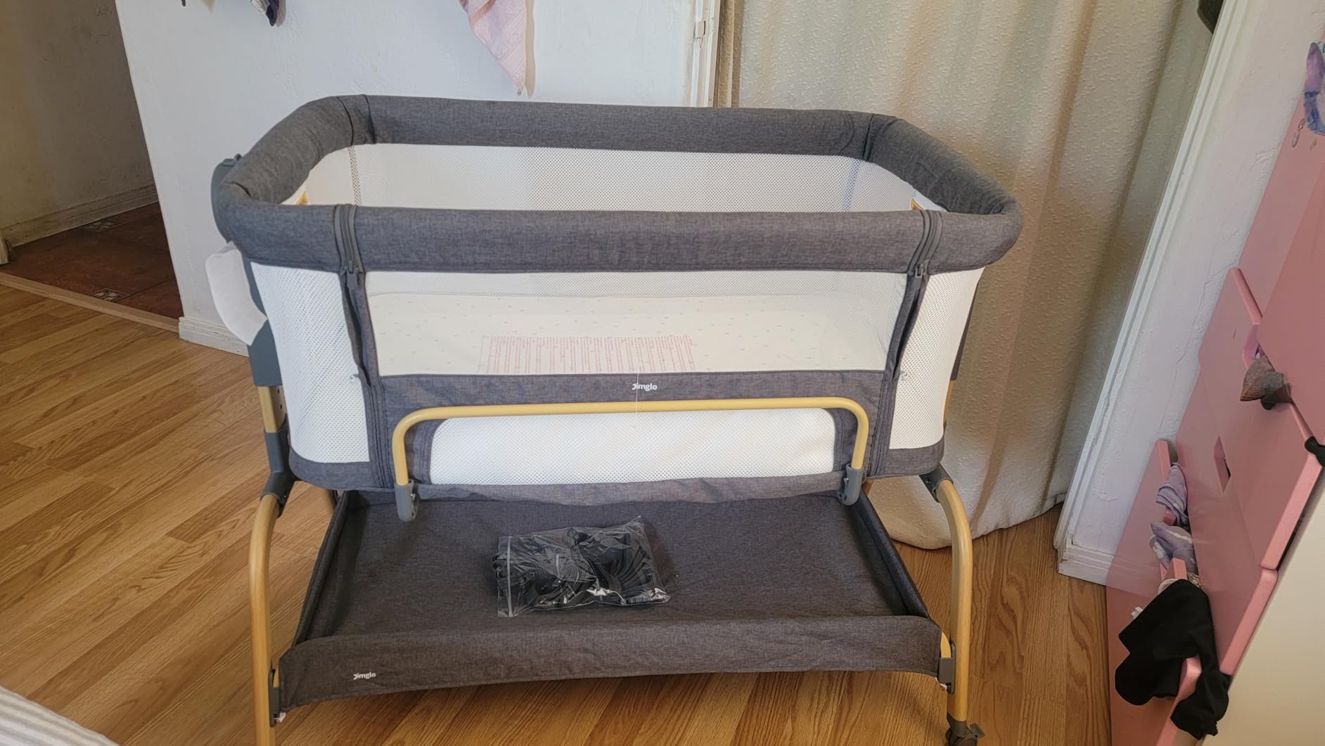 Jimglo 3-in-1 Baby Bassinet, Bedside Sleeper & Rocking Bassinet, Full Mesh | Anti-Reflux Comfort, 6 Height Adjustments, Sturdy Wide Base, with Comfy Mattress, Waterproof Sheet & Wheels for Newborns customer photo 2