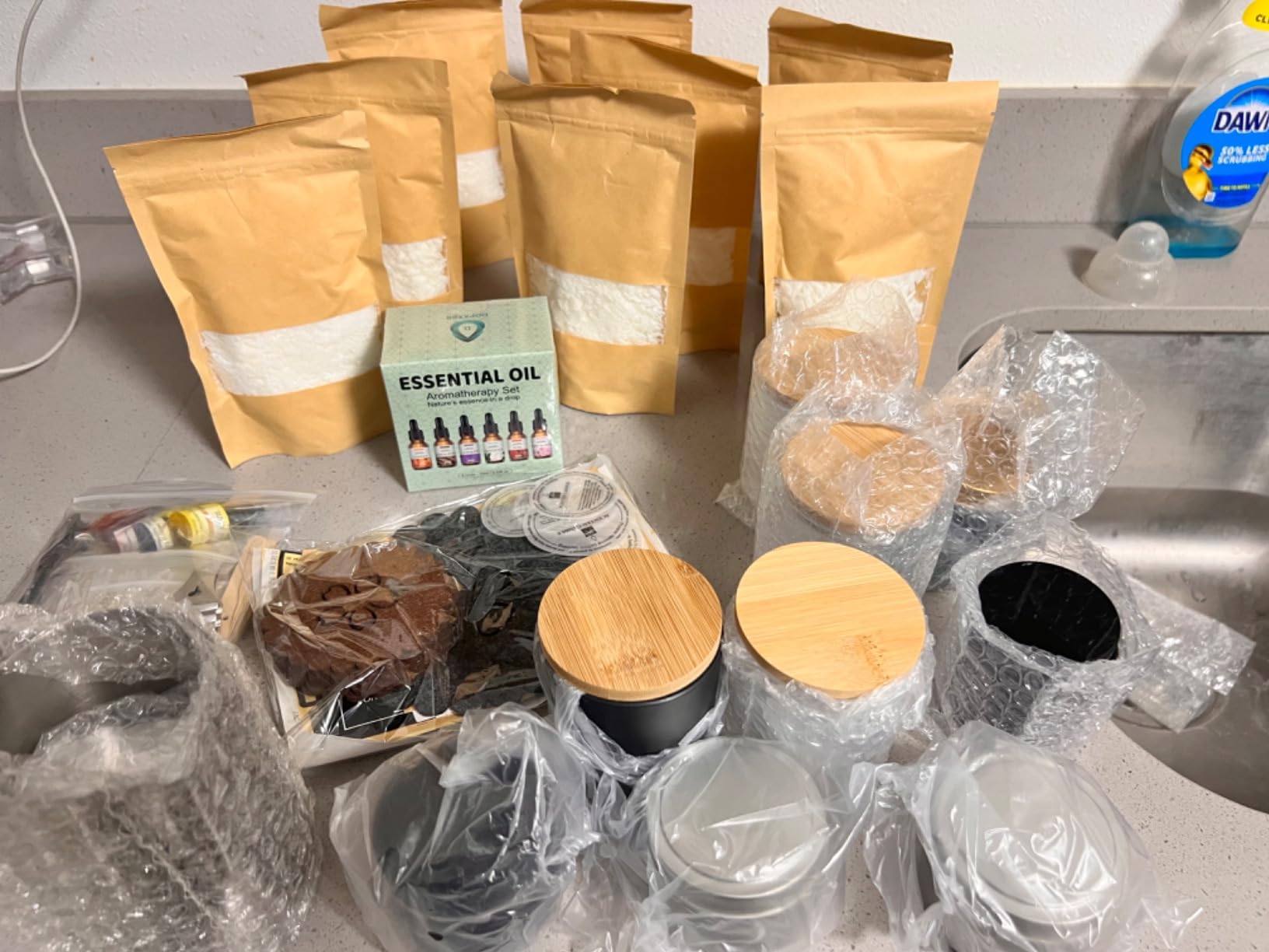 DOPXXBB Complete Candle Making Kit, DIY Candle Making Supplies for Adults, Include Soy Wax, Candle Cups & Tins Candle Wicks & Light Aroma Type Scents, Liquid Dyes & More customer photo 1