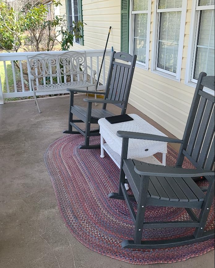 Outdoor Rocking Chair, All-Weather Resistant Poly Lumber Rocker Chair Outdoor, High Back Plastic Patio Rocking Chairs for Outside Porch Rocker Garden Lawn, Slate Grey customer photo 2
