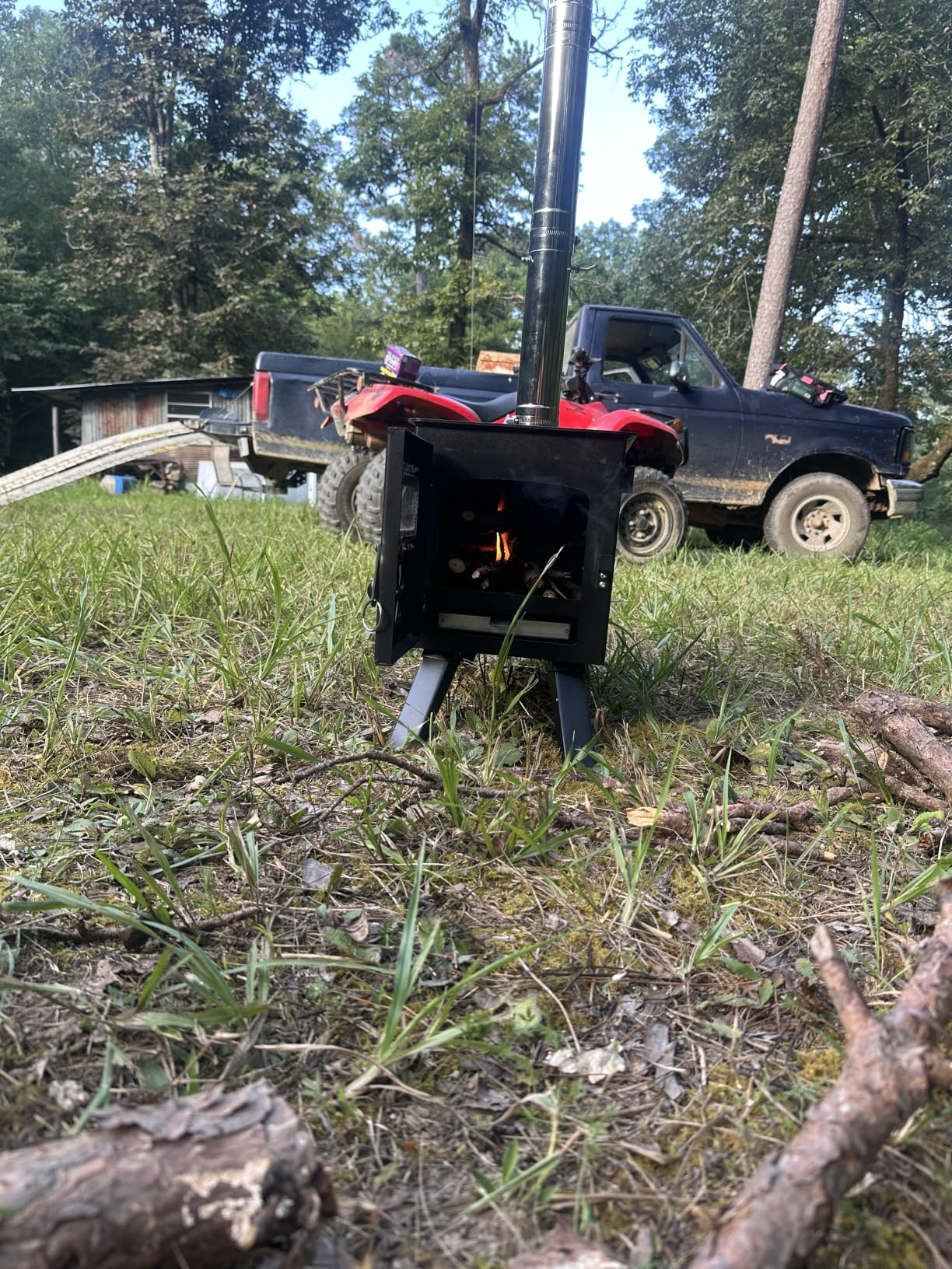 VEVOR Camping Wood Stove Stainless Steel Camping Tent Stove, Portable Wood Burning Stove with Chimney Pipes & Gloves, 640in3 Firebox customer photo 1