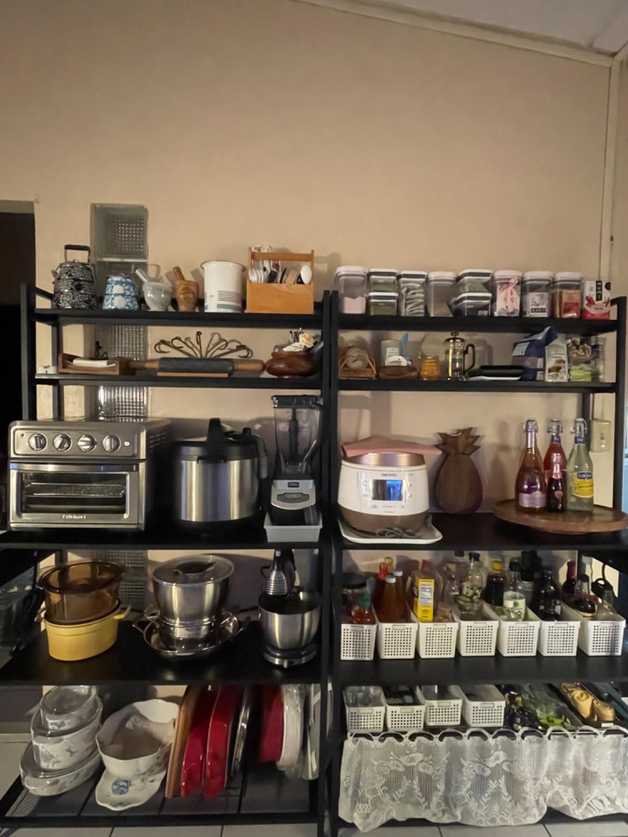 Denkee Large Bakers Rack with Power Outlets, 38 Inch Microwave Stand with Storage, 5-Tier Coffee Bar Stand, Industrial Kitchen Shelf Rack, Rustic Brown customer photo 2