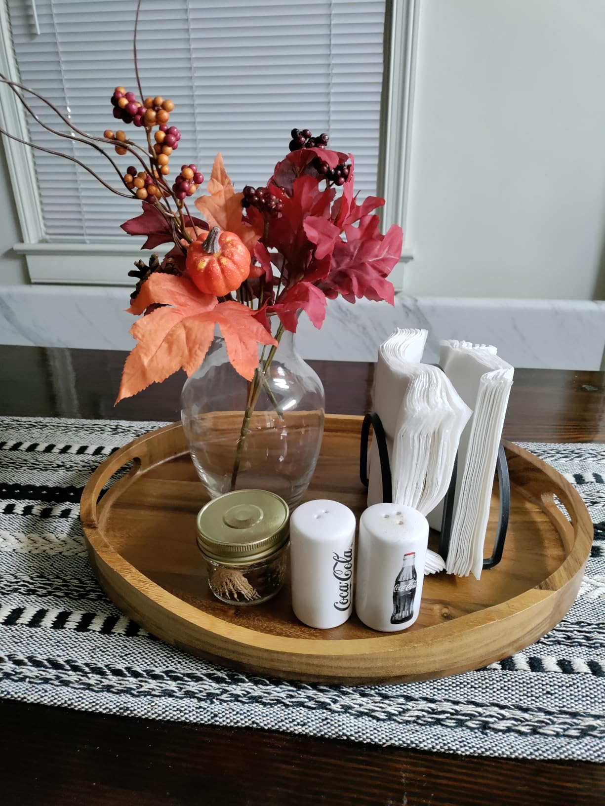 Acacia Wood Serving Tray with Handles - 17
