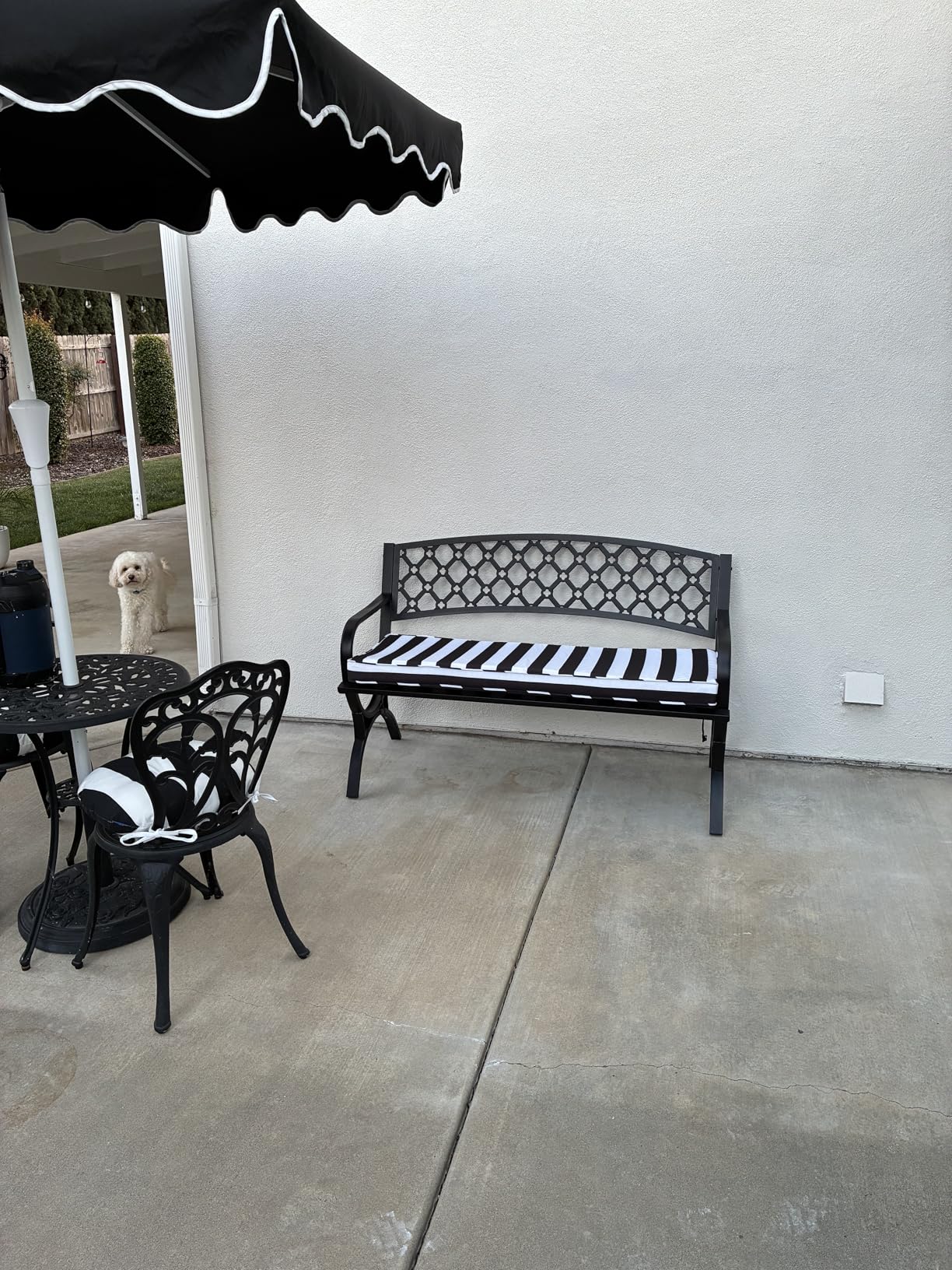 Outdoor Bench Garden Bench, Weatherproof Anti-Rust Heavy-Duty Outside Benches Clearance, Wrought Iron Metal Bench for Front Porch, Patio, Park customer photo 2