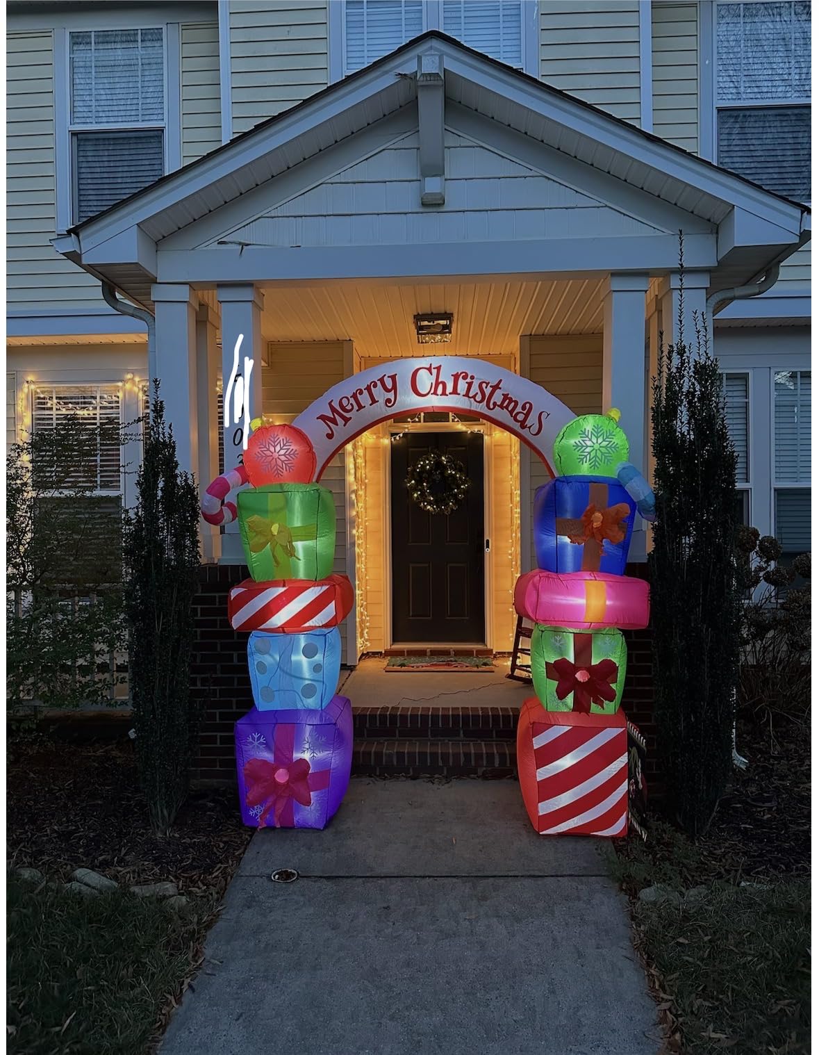 SEASONBLOW 8 FT Christmas Inflatable Gift Boxes Arch Archway with Candy Merry Christmas Decoration Blow Up LED Lighted for Xmas Lawn Yard Garden Home Indoor Outdoor customer photo 1