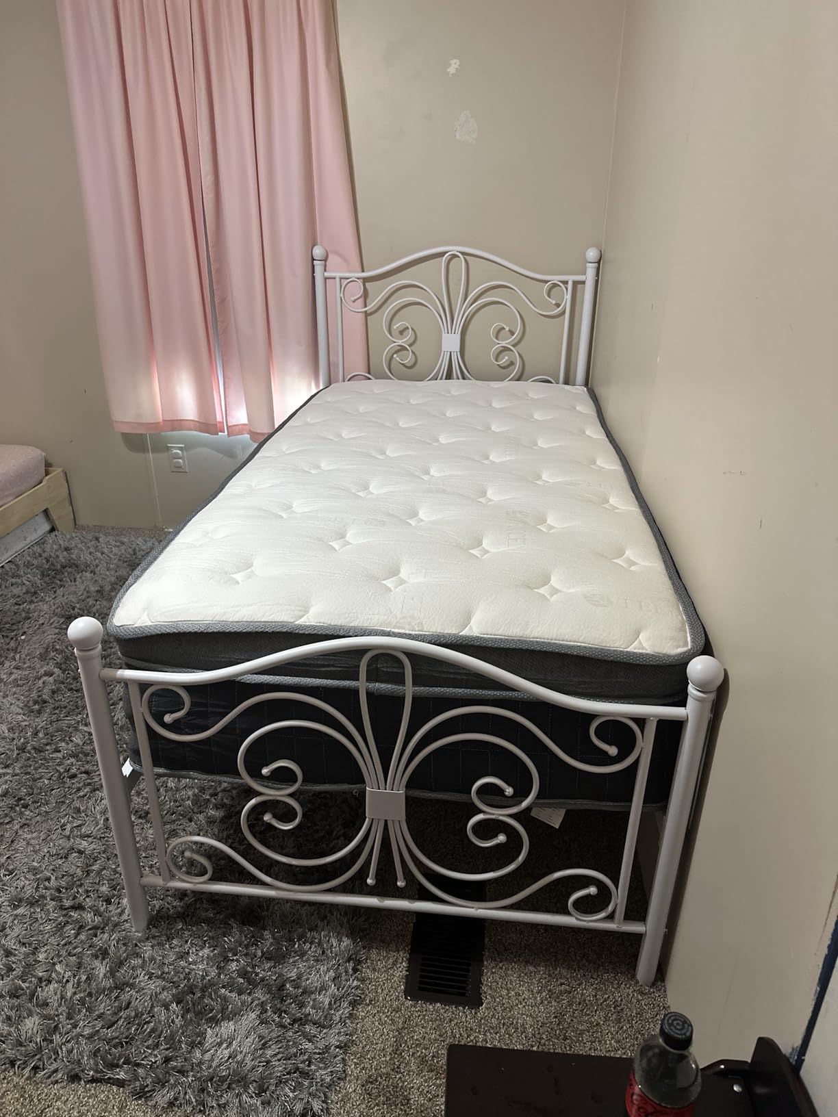 Allewie Metal Queen Platform Bed Frame, Butterfly Pattern Design, Black, Wrought Iron-Art Headboard & Footboard, Under Bed Storage, No Box Spring Needed, Easy Assembly customer photo 1