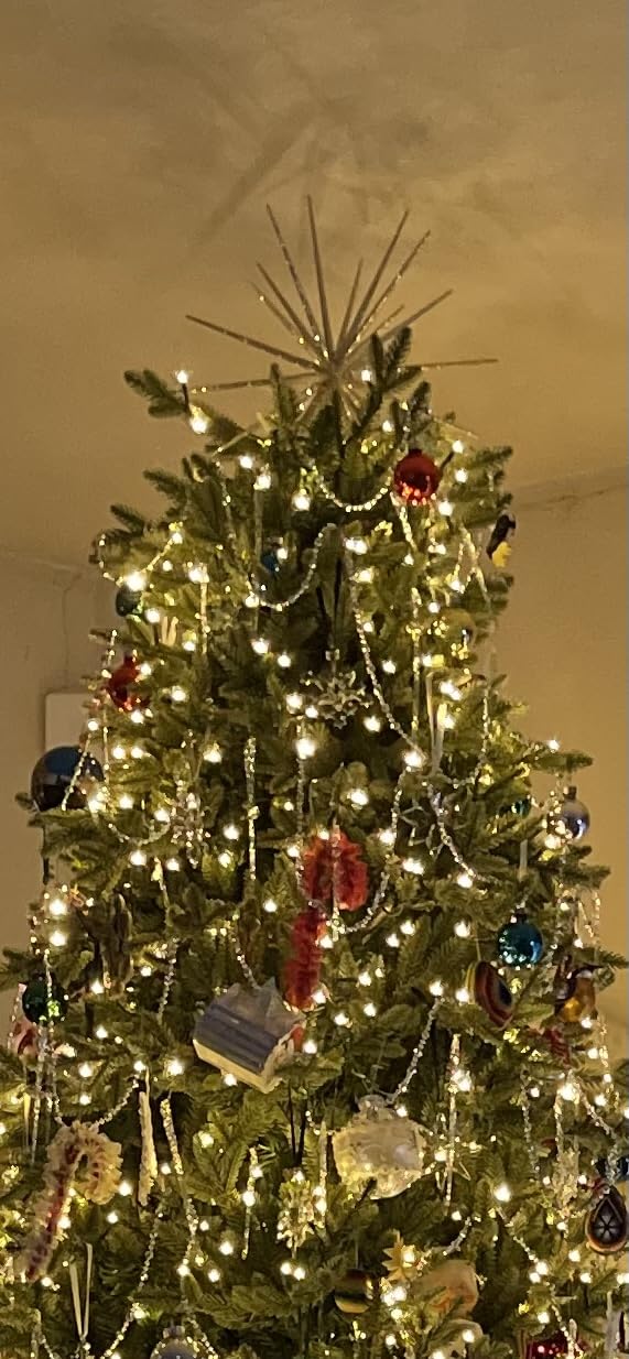 13.7 Inch Silver Christmas Tree Topper - 3D Burst Silver Tree Topper, Exploding Star Christmas Tree Decorations customer photo 1
