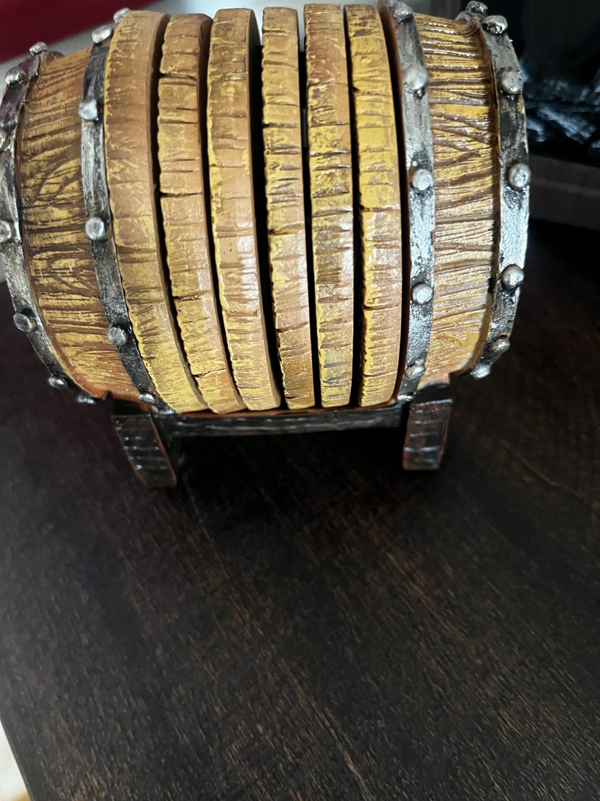 Cabin Obsession Whiskey Barrel Coaster Set - Handcrafted Whiskey Barrel Decor for Whiskey Lovers and Man Cave Gifts for Men - 6 Full Size Whiskey Coasters with Barrel Style Holder for Man Cave Décor customer photo 1
