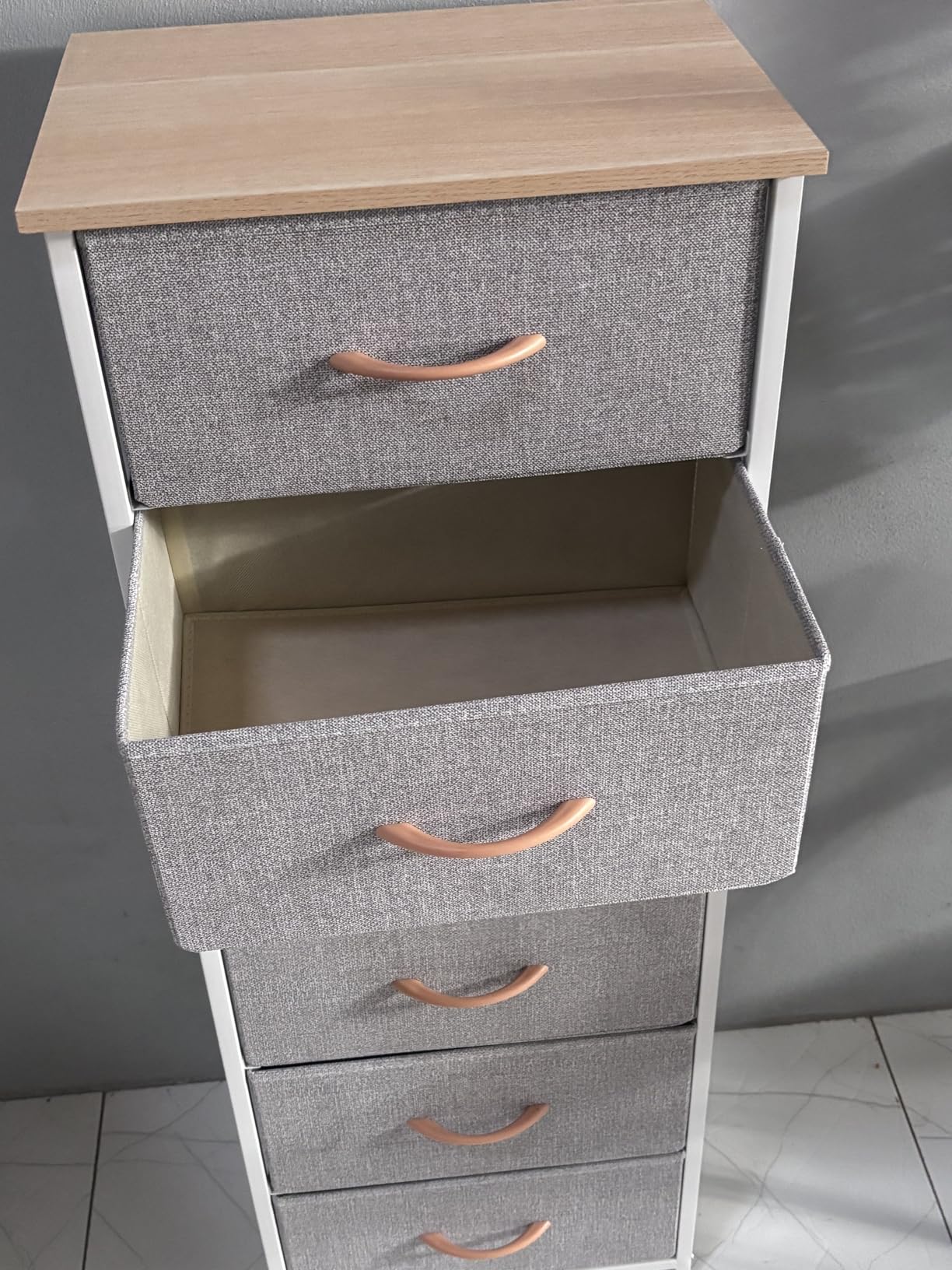 Somdot Tall Dresser for Bedroom, 5 Drawer Storage Cabinet, White | Fabric Dresser with Removable Bins, Steel Frame, Wood Top Home Furniture, Closet Organizer, Nursery, Dorm, Entryway Storage customer photo 2