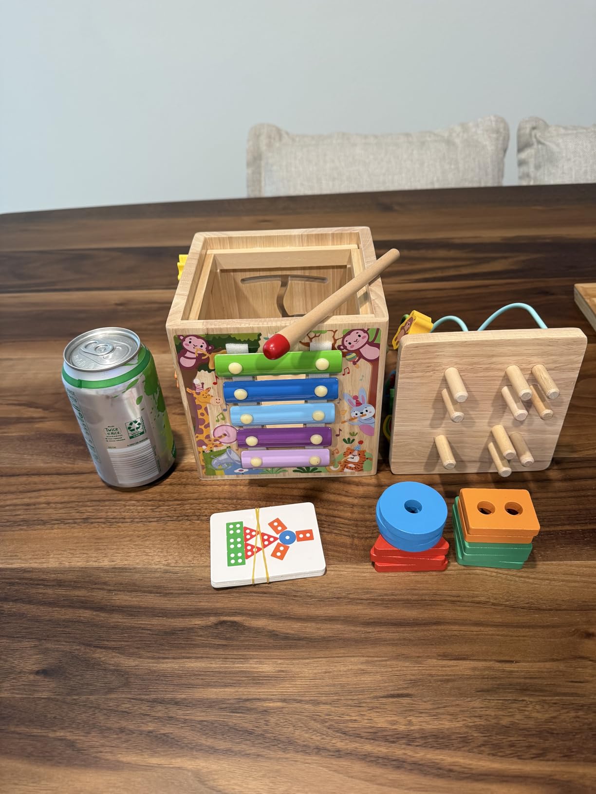 Wooden Activity Cube | Montessori Toys for 1 2 3 Year Old Toddler Gifts | One Year Old 1st First Birthday Gift | Educational Toys for 12+ Months Baby Boys Girls | Bonus Sorting & Stacking Game (Pink) customer photo 1