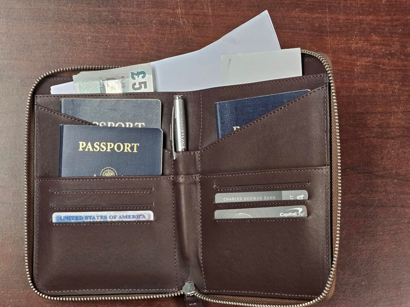Full Grain Leather Family Passport Holder for 4 Passports - RFID Passport Holder and Travel Document Organizer - Large Leather Travel Wallet for Families - Camel customer photo 1