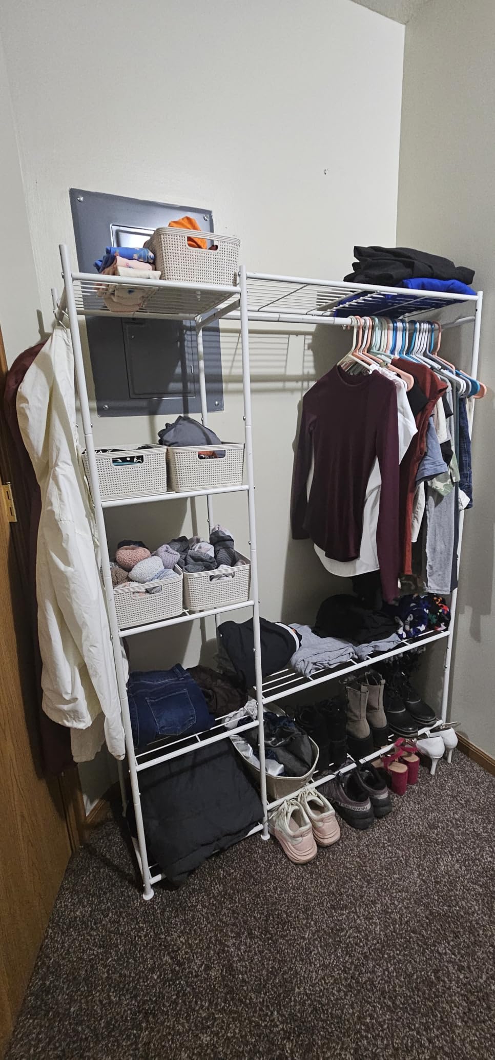 HOMIDEC Wardrobe Closet, Portable Clothes Rack with 4 Tiers Shelves | Freestanding Closet Organizers and Storage System with Hanging Rod, Steel Clothing Rack Suitable for Cloakrooms, Bedrooms, Black customer photo 2