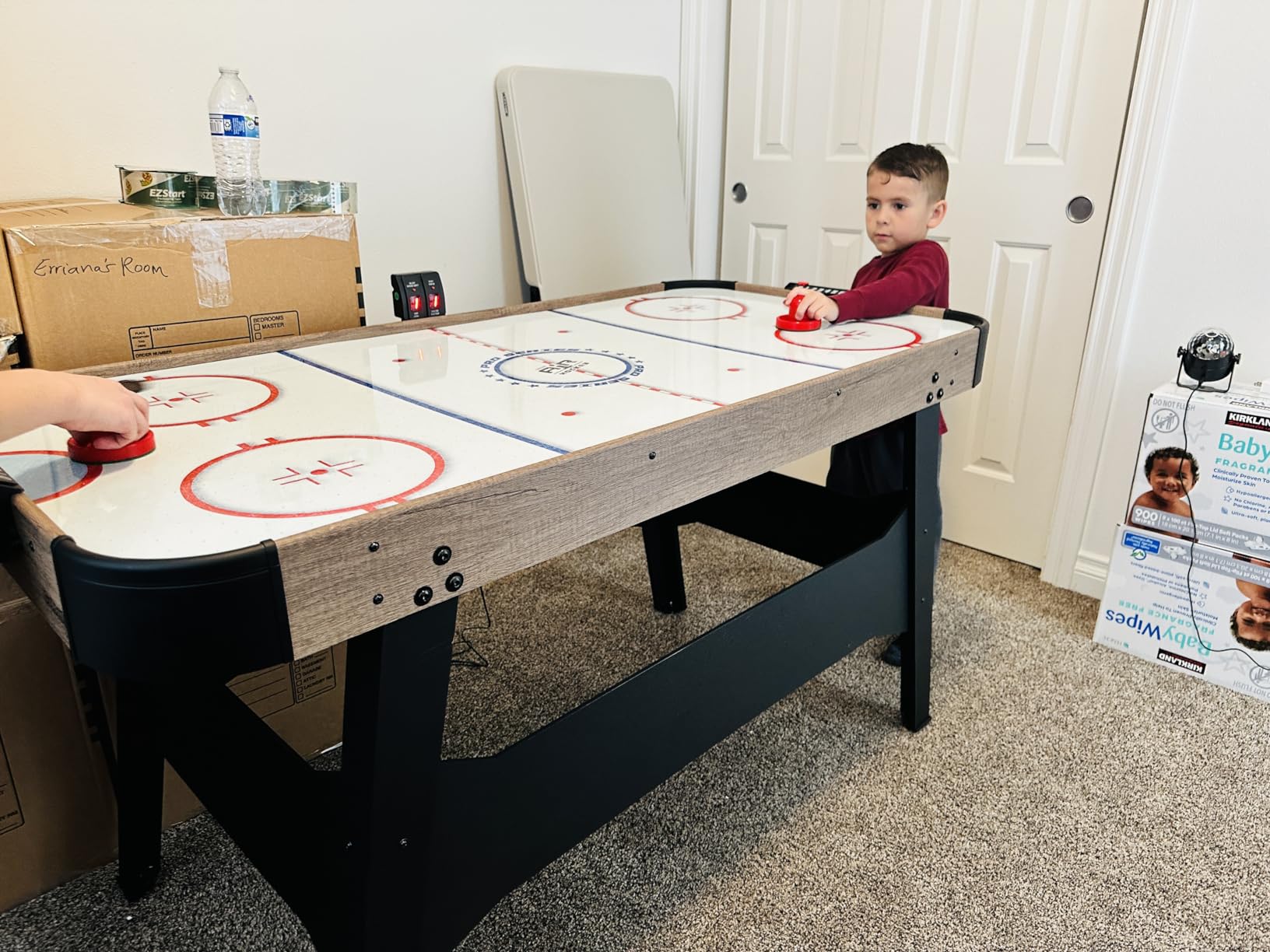 GoSports 54 Inch Air Hockey Arcade Table for Kids & Adults - Oak or Black - Includes 2 Pushers, 3 Pucks, AC Motor, and LED Scoreboard customer photo 1