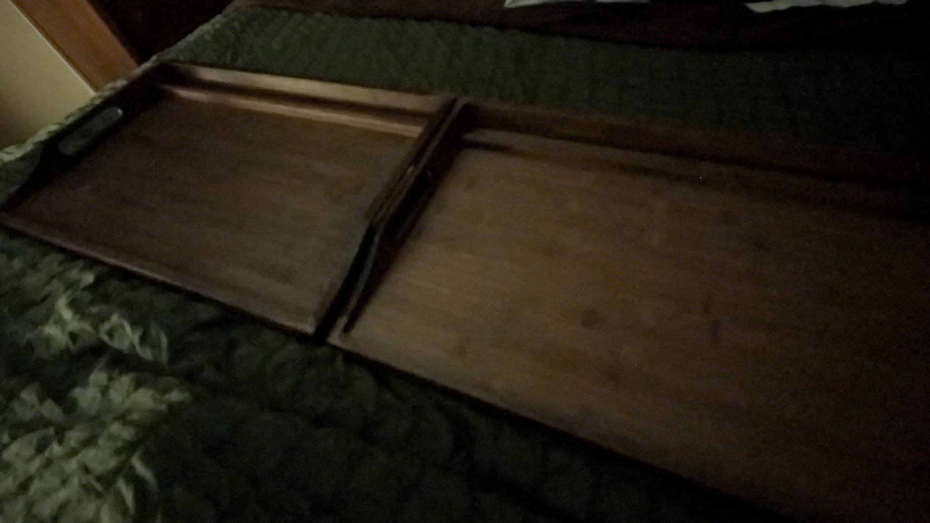 ROSSIE HOME Large Wood Bed Tray - Java Bamboo, Fits 15.6