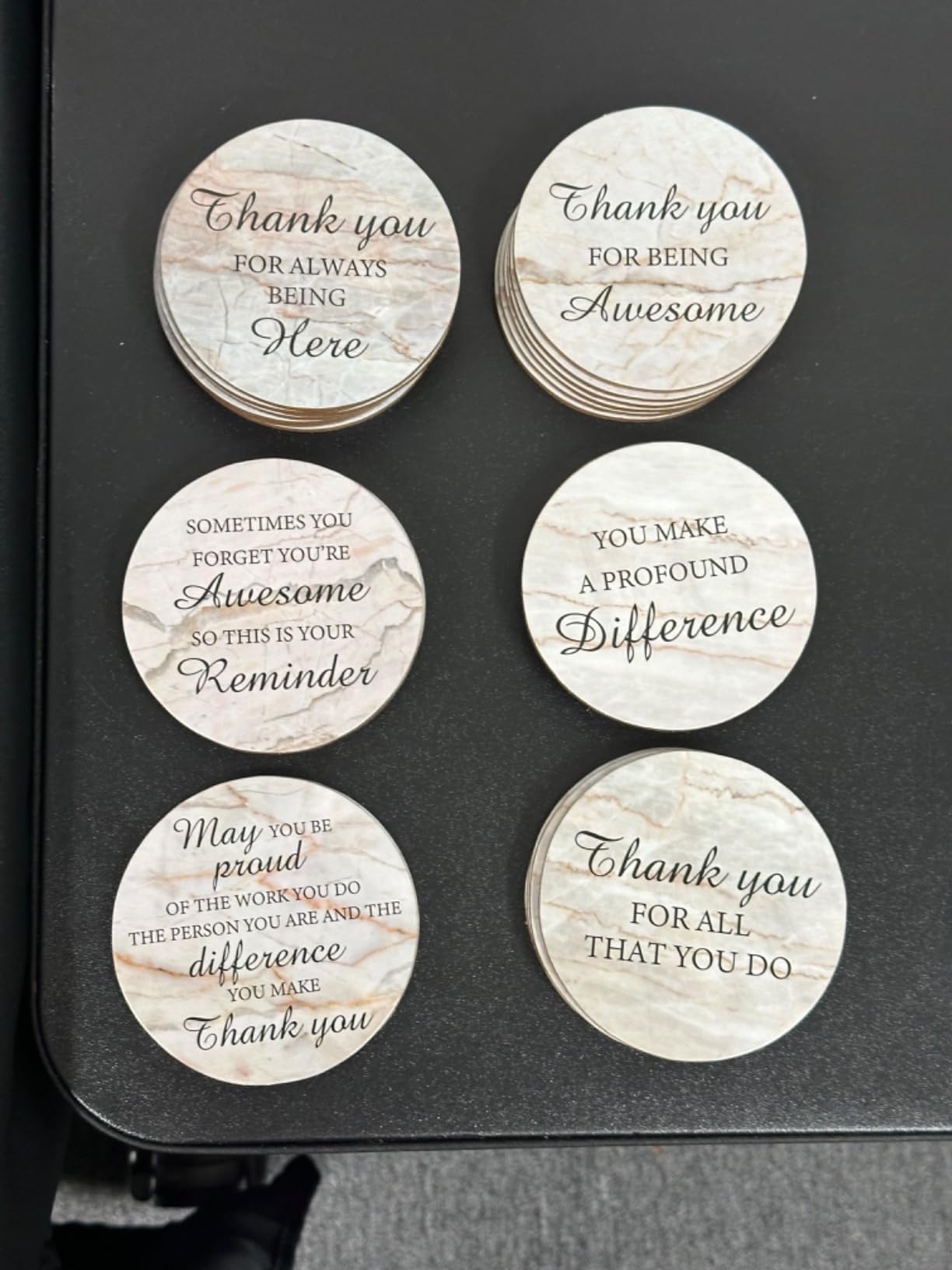 Yaomiao 48 Pcs Thank You Appreciation Coasters Employee Appreciation Gift | Coworker Absorbent Desk Coasters with Cork for Office Water Thank You Cute Cup Mat Gifts for Home Office Desk Staff Team customer photo 1
