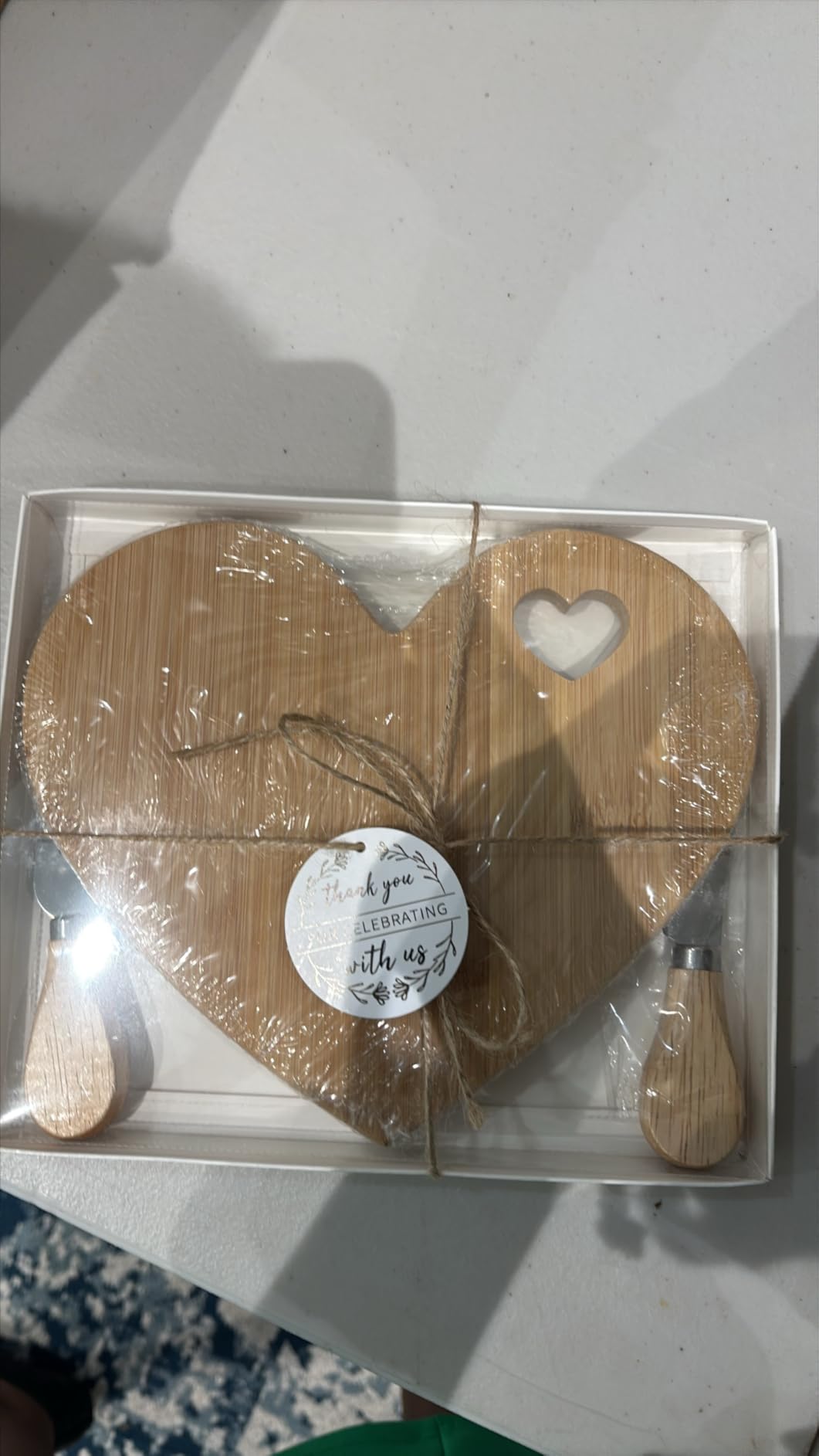 Patelai Bridal Baby Shower Favor Heart Cheese Board, Acacia Color, 24 Set | Wood Mini Charcuterie Board, with Knife, Thank You Gift Box for Guest, Bridal Baby Shower Prize, Wedding Valentines Birthday customer photo 1