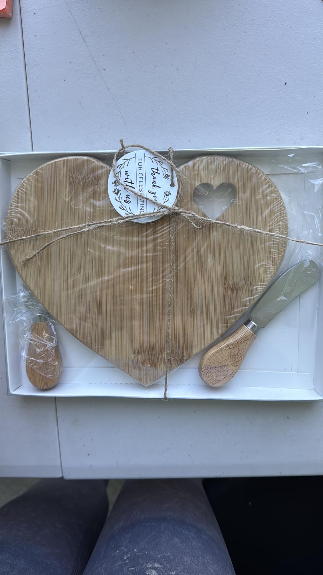 Patelai Bridal Baby Shower Favor Heart Cheese Board, Acacia Color, 24 Set | Wood Mini Charcuterie Board, with Knife, Thank You Gift Box for Guest, Bridal Baby Shower Prize, Wedding Valentines Birthday customer photo 2