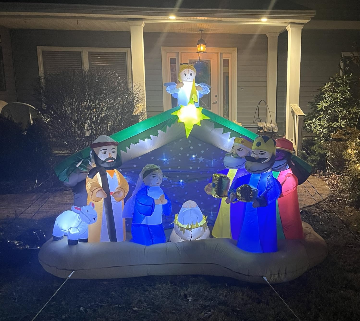 8 FT Christmas Inflatables Nativity Scene Outdoor Decorations, Christmas Blow Up Yard Decorations Nativity Sets for Garden Lawn Xmas Decor customer photo 1