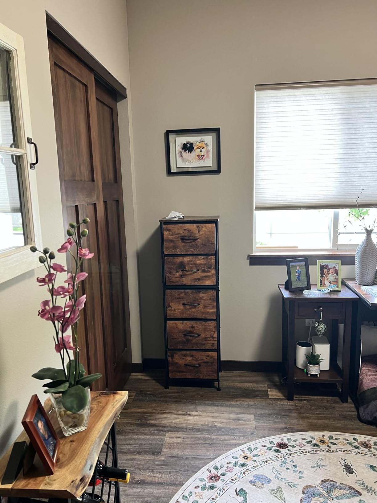 WLIVE Tall Dresser for Bedroom, 5 Drawer Dresser, Rustic Brown | 5 vertical fabric drawers, Tall vertical design, Bedroom or closet use, Dresser for small spaces, Chest of drawers customer photo 1