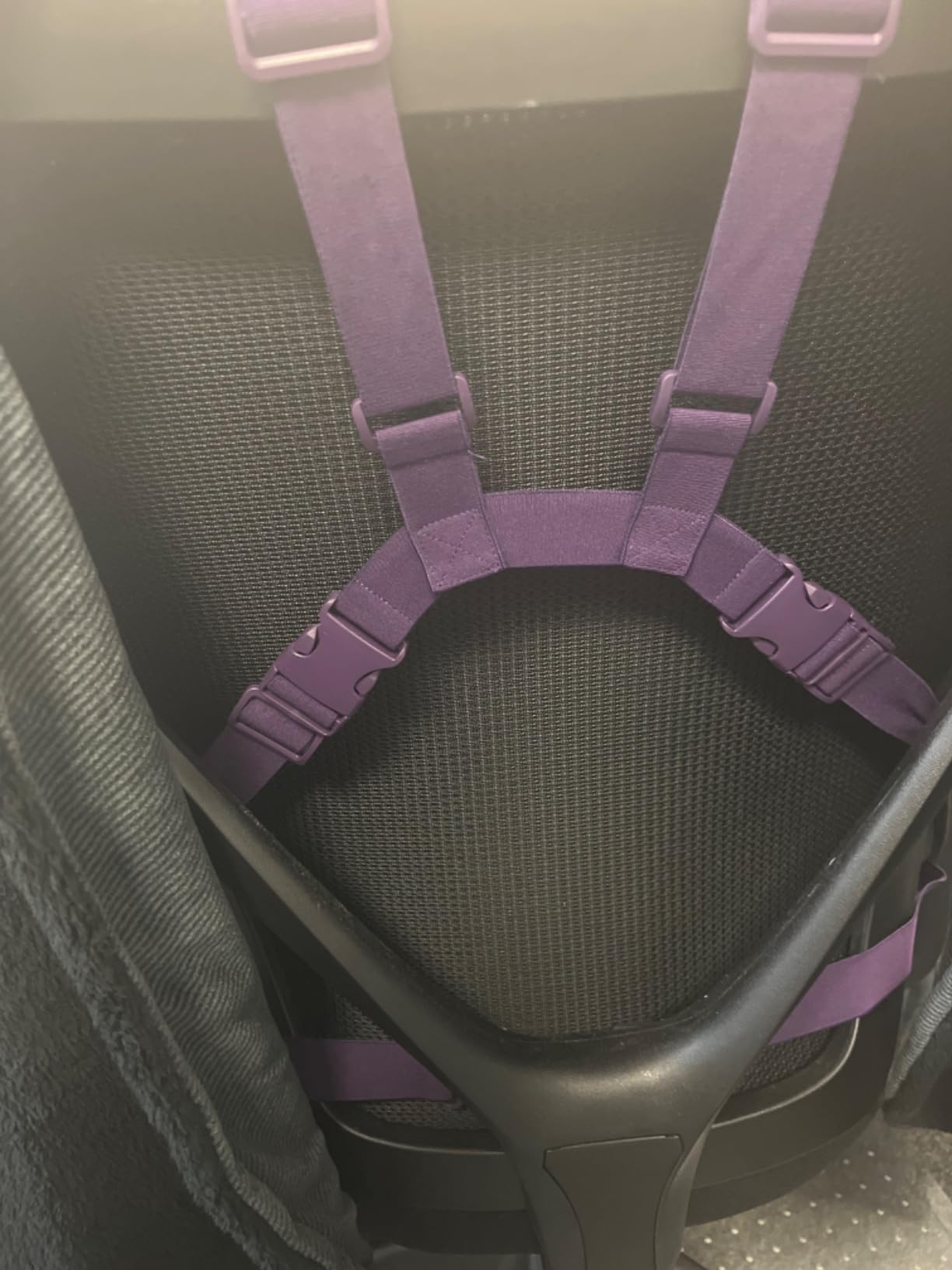 The Original Office Chair Blanket by SnuggleBack; Cozy Comfy Office Desk Chair Wrap Attaches for Hands-Free Warmth. Stay Warm In The Winter or Summer. (Black Pattern Fleece) customer photo 1