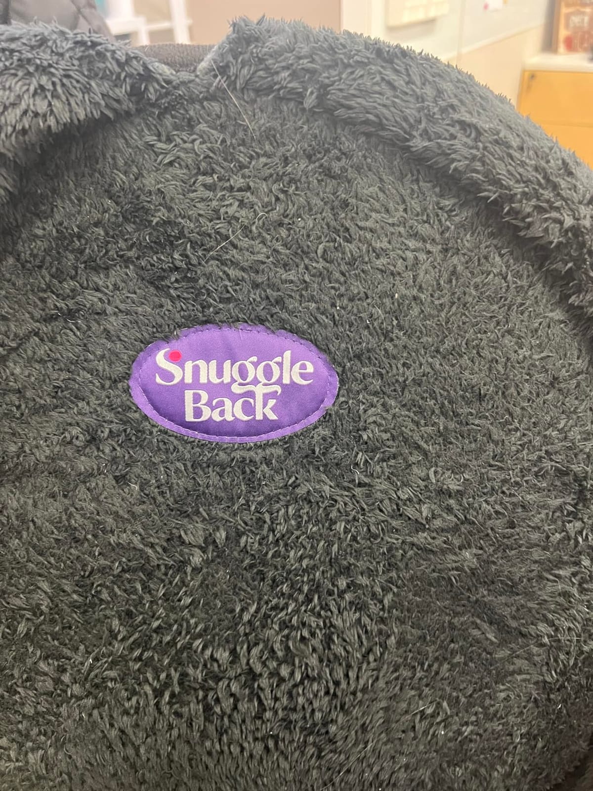 The Original Office Chair Blanket by SnuggleBack; Cozy Comfy Office Desk Chair Wrap Attaches for Hands-Free Warmth. Stay Warm In The Winter or Summer. (Black Pattern Fleece) customer photo 2