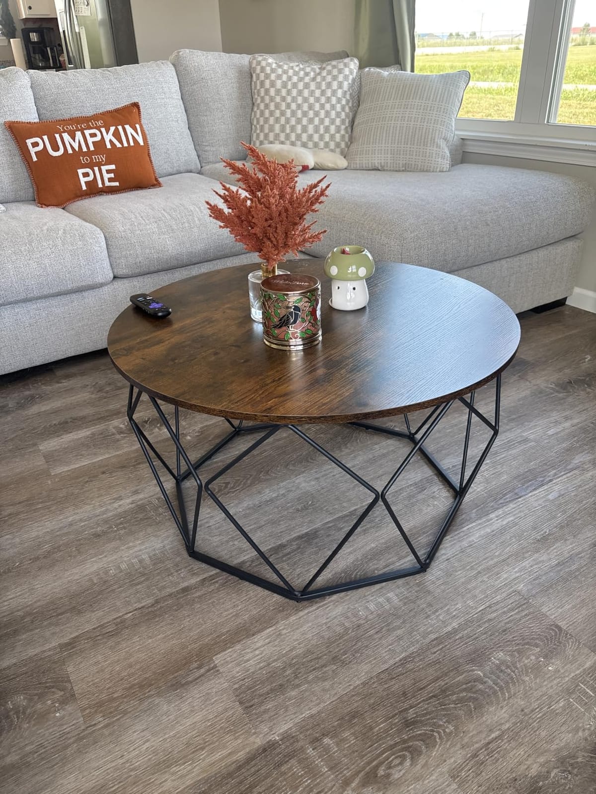 VASAGLE Round Coffee Table, 2-Tier, Faux Marble Top, Glass Storage Shelf | Small Modern Center Table for Living Room, 25.6 x 25.6 x 18.1 Inches, Marble White and Pale Gold, BARIS Collection ULCT072W59 customer photo 1