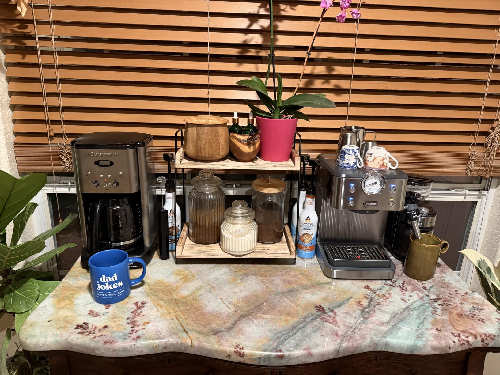 ANBOXIT Countertop Coffee Station Organizer, 2 Tier Wooden Shelf | for Coffee Bar Accessories, Condiment Storage Caddy for Kitchen, Home, Office - Brown customer photo 2