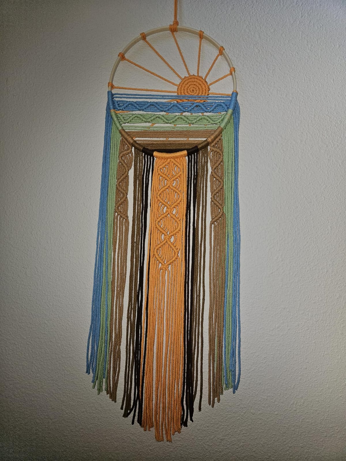 Artilady Macrame Wall Hanging Tapestry, Boho Sun Art Decor Dream Catcher | Large Wall Tapestry, Handmade Woven, Farmhouse Rustic, Colorful Sunset Wall Art, Bedroom Living Room Apartment Home Decor customer photo 2