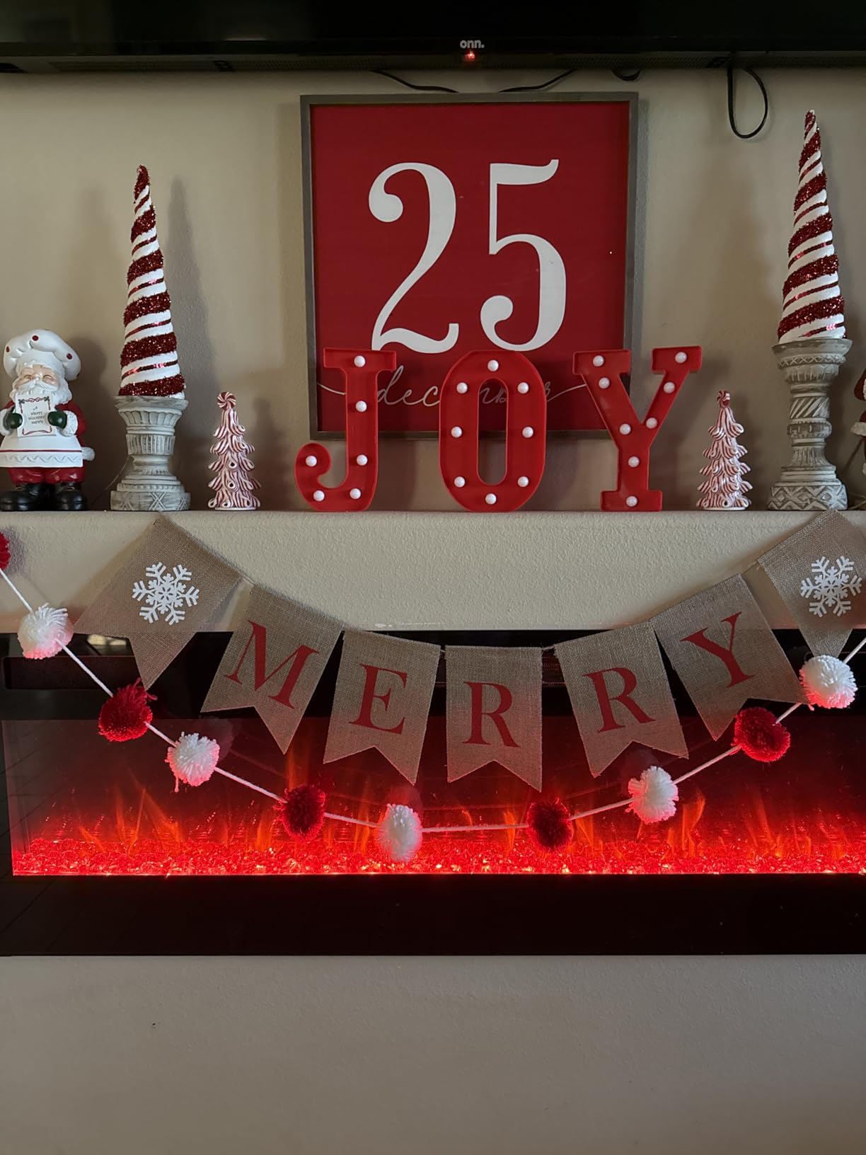Zimati Christmas Decorations Indoor Home Decor Light Up Joy Sign Letters | 3 LED 8.5 in Marquee JOY Lights, Battery Operated Christmas Signs for Mantel Party Bedroom Wall Fireplace Xmas Decor, Red customer photo 1